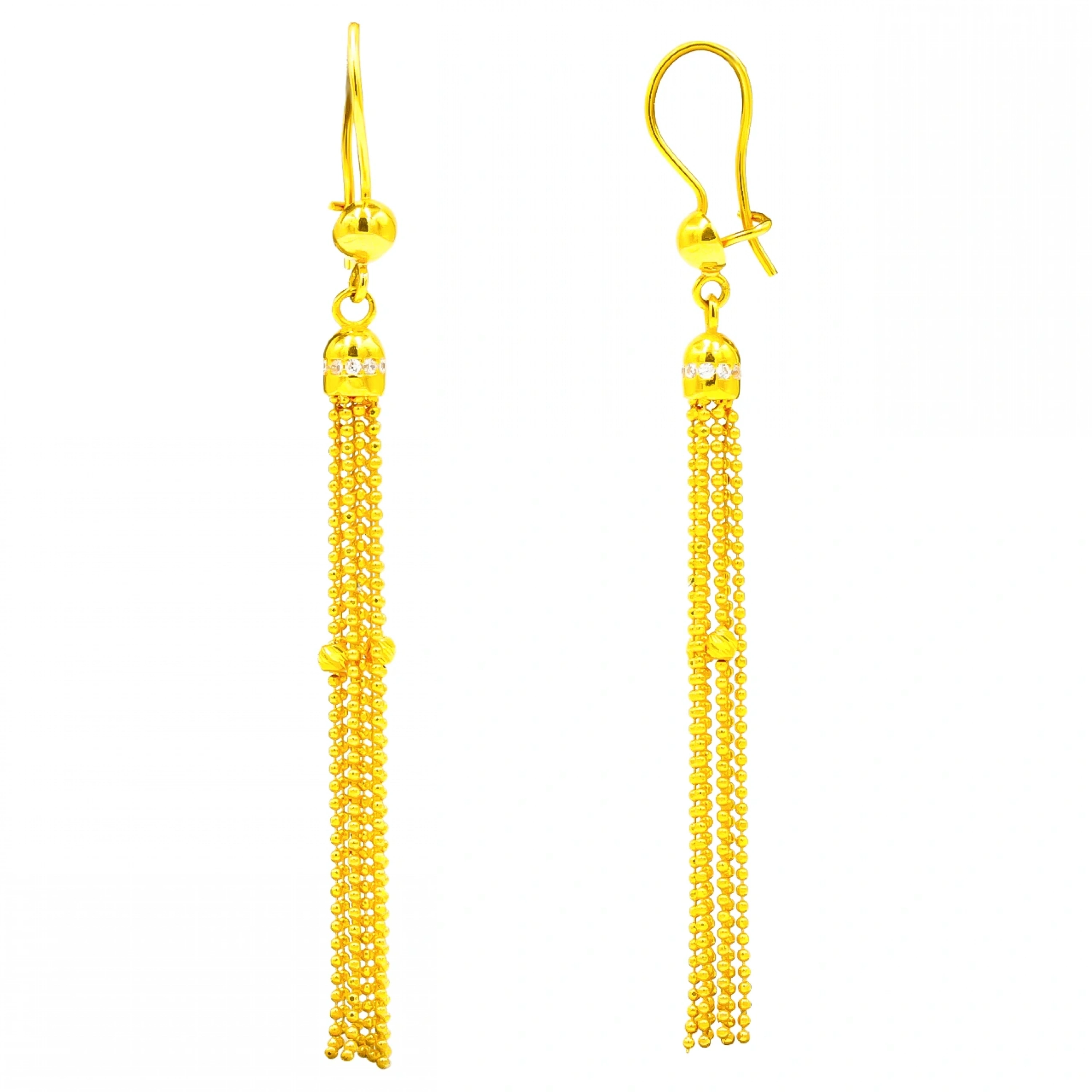 Zincirli Sallantılı 22 Ayar Altın Küpe