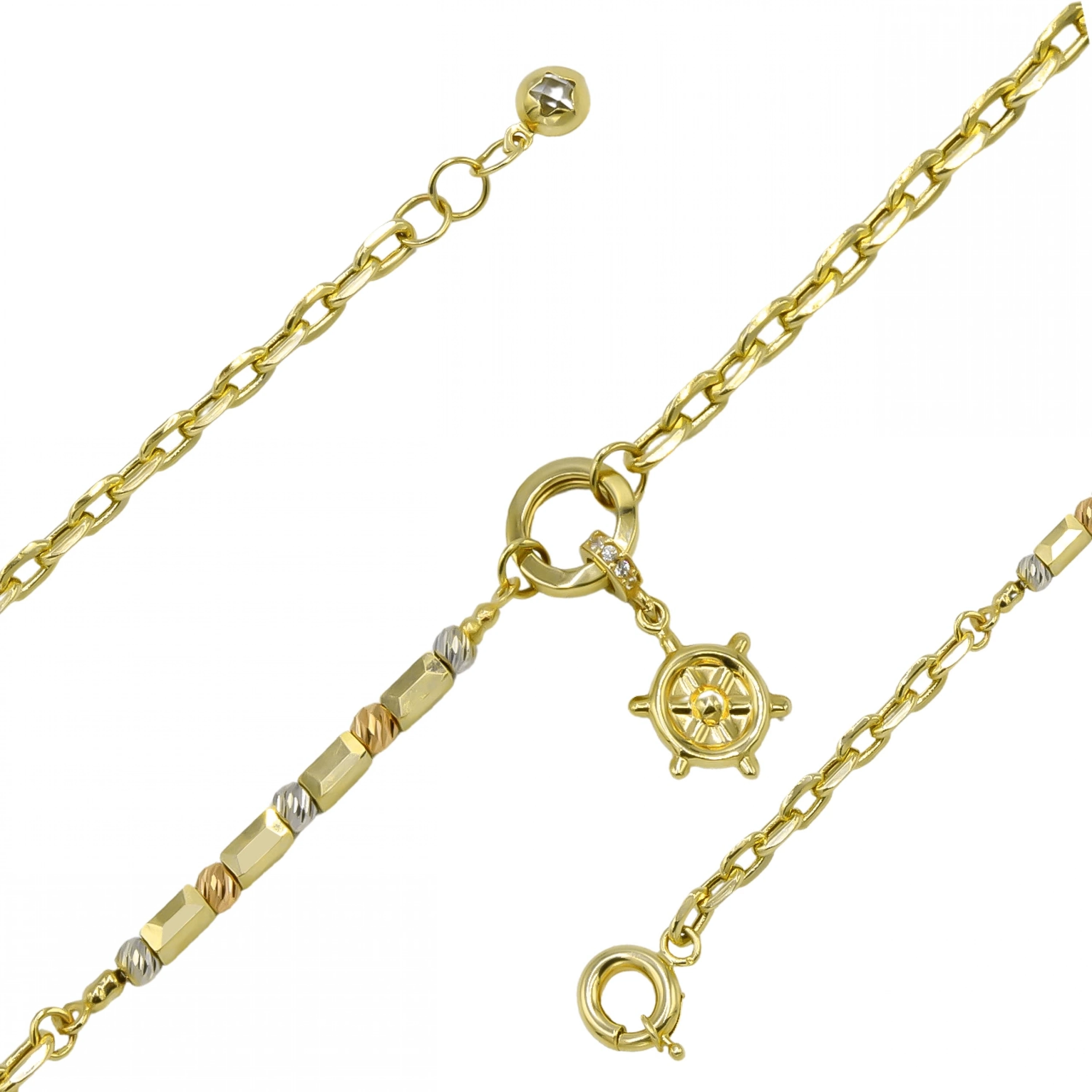 Gemi Dümeni Halkalı 14 Ayar Altın Bileklik