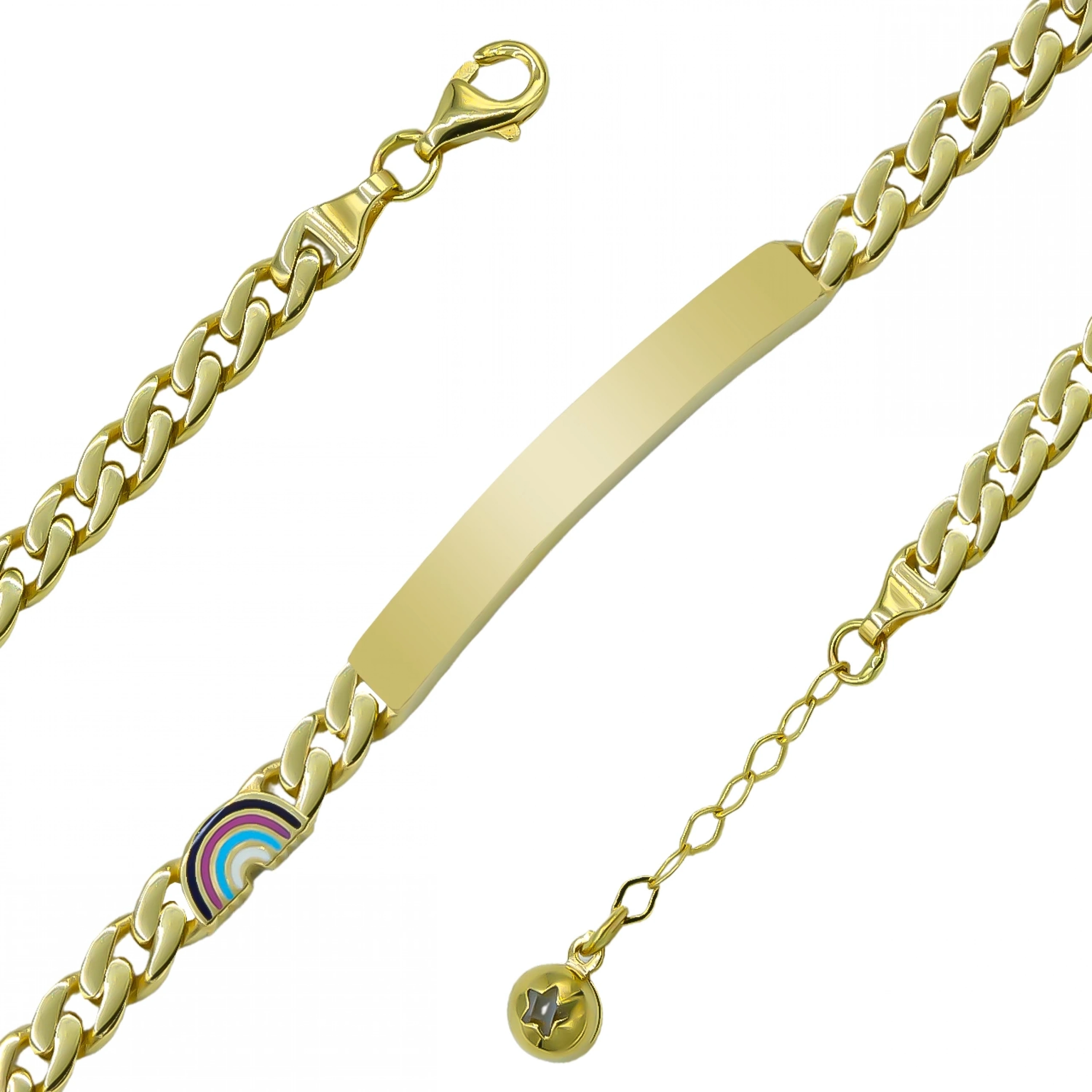 Gökkuşağı Plakalı Gurmet 14 Ayar Altın Bileklik