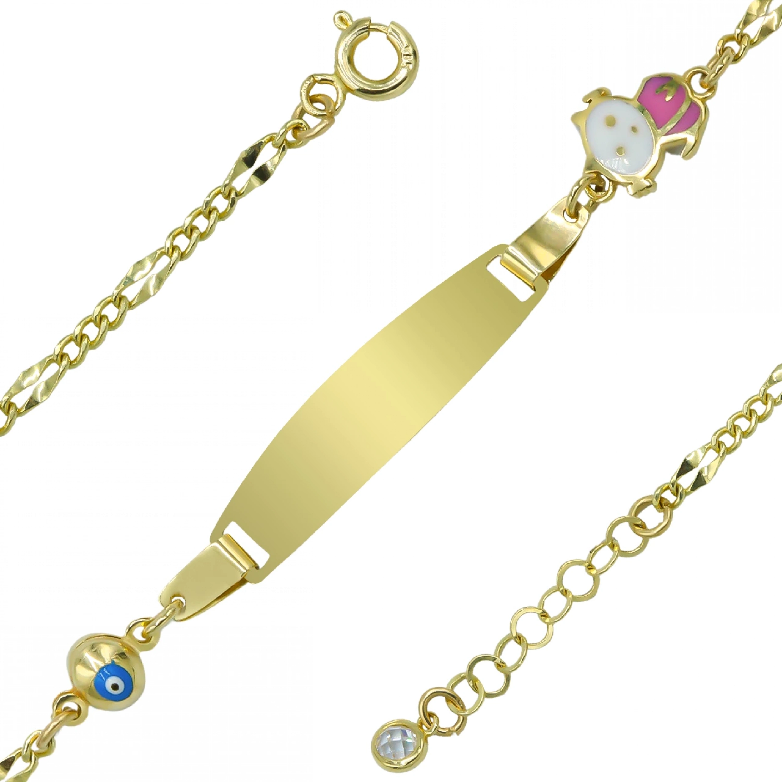 Göz Boncuklu 14 Ayar Altın Çocuk Künyesi