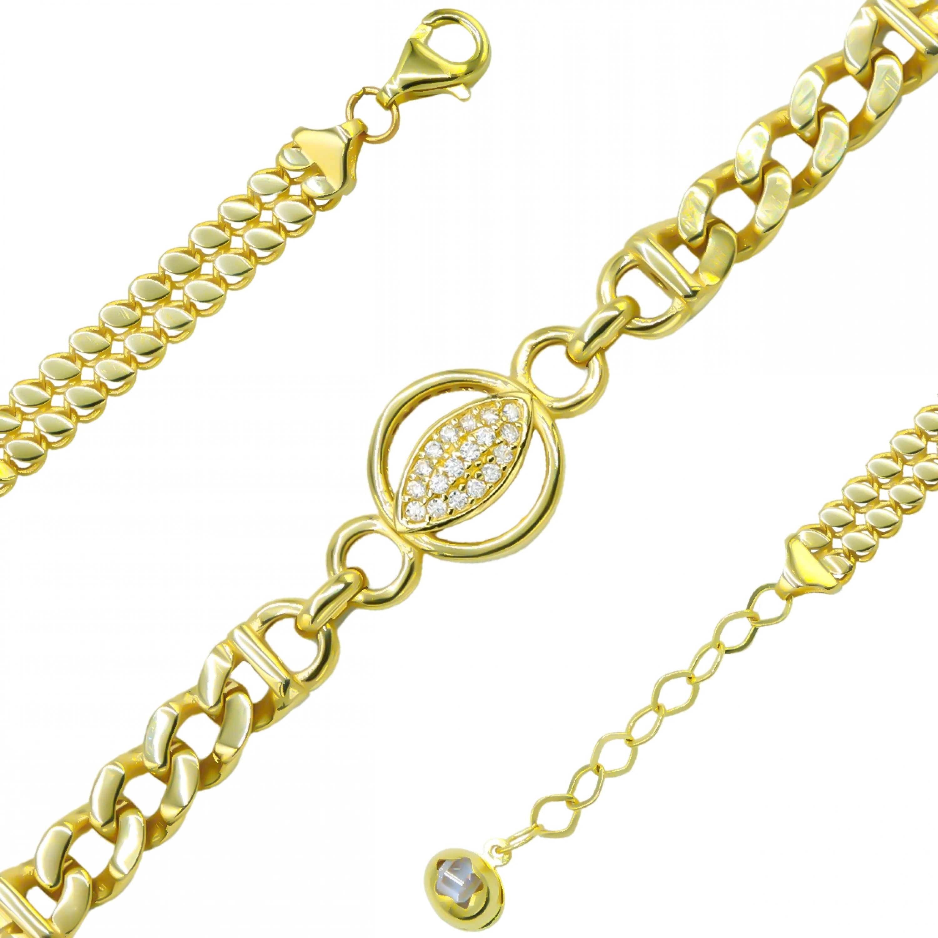 Göz Figürlü Pullu 14 Ayar Altın Bileklik