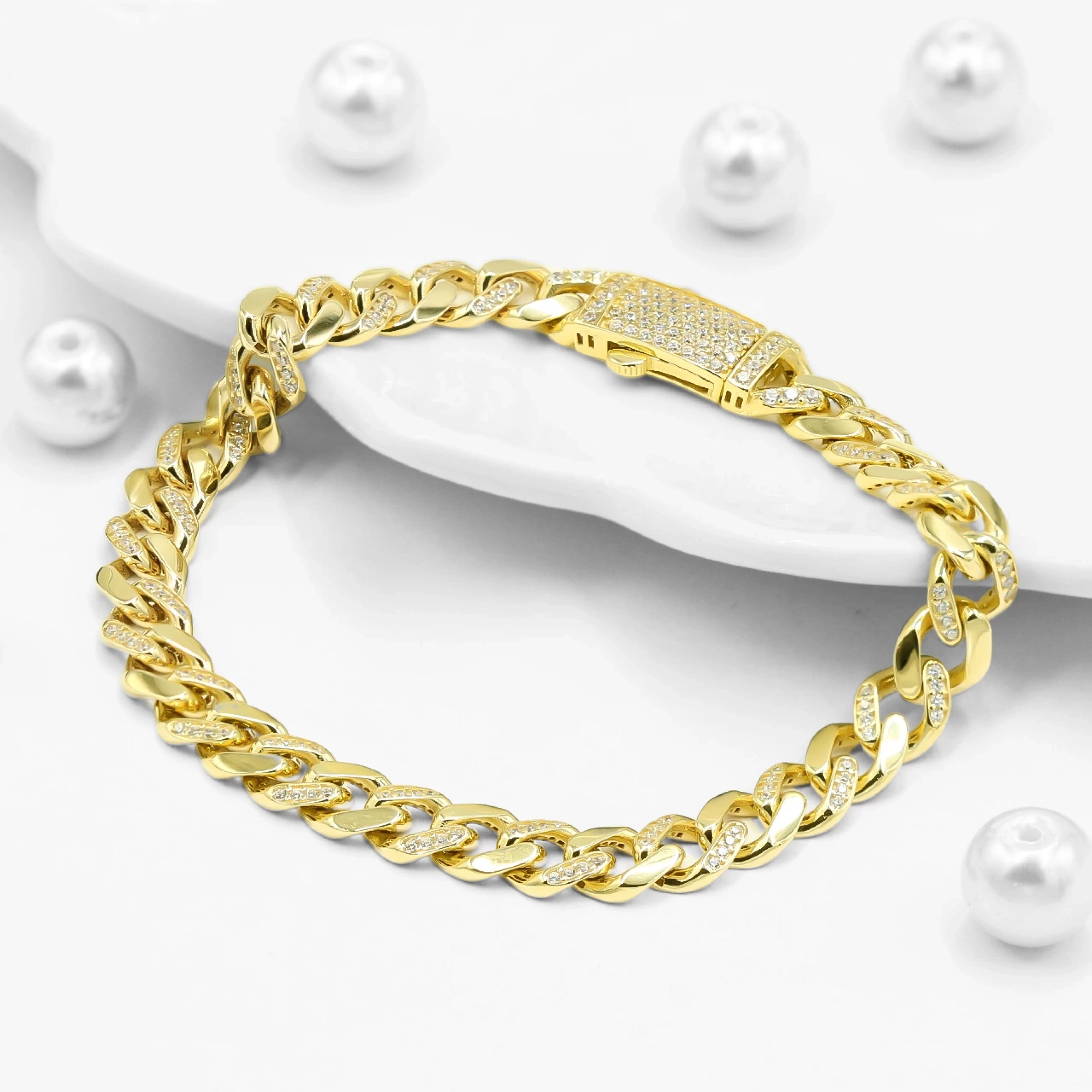 Taşlı Gurmet 14 Ayar Altın Bileklik