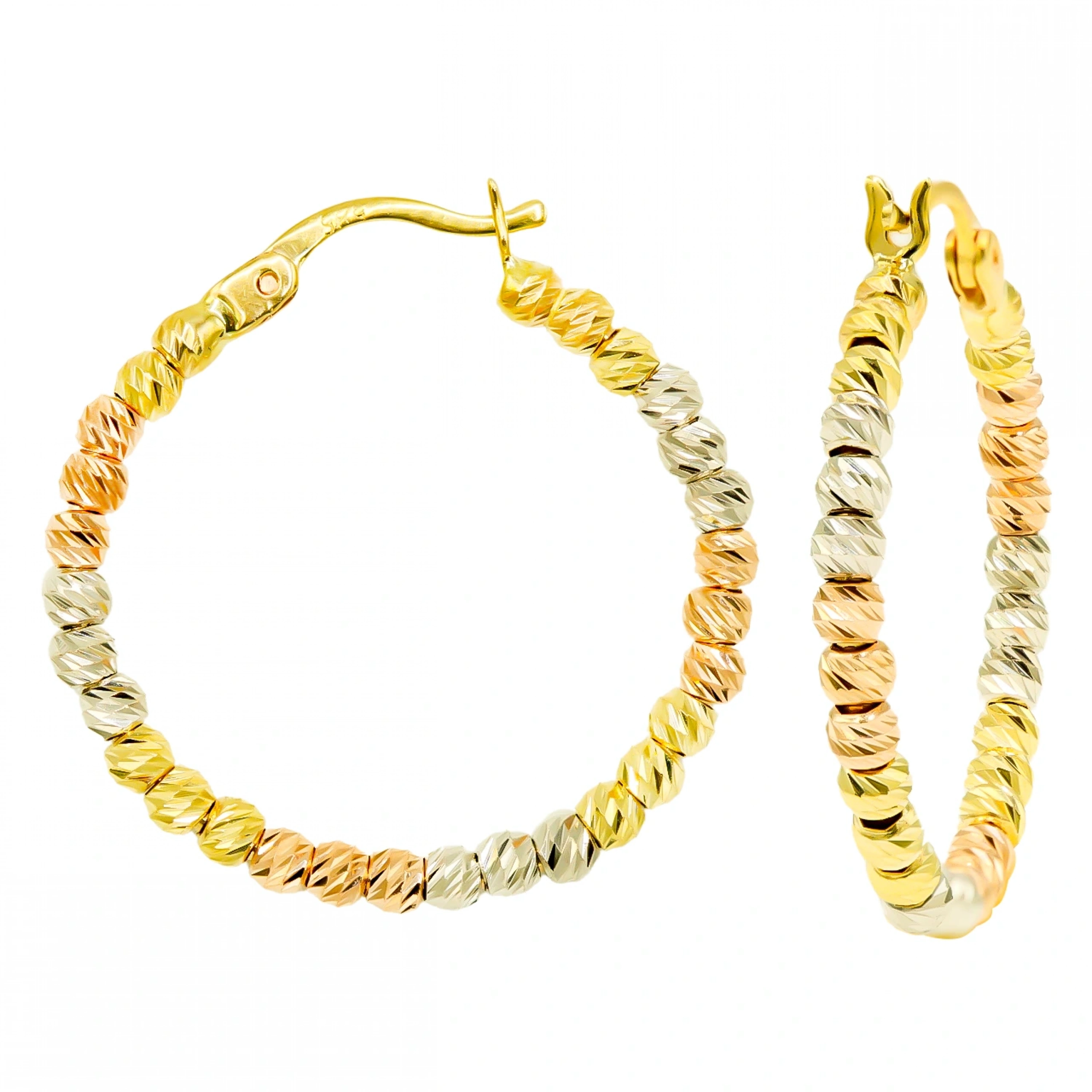 Renkli Dorika Toplu 14 Ayar Altın Halka Küpe