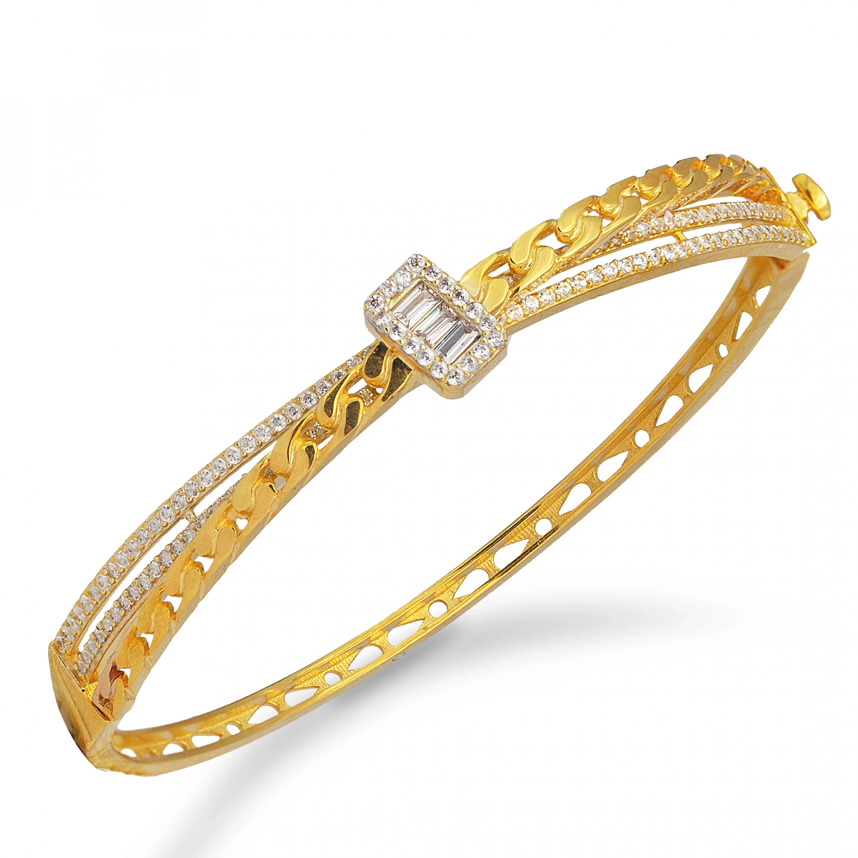 Gurmet Desenli Baget 14 Ayar Kelepçe Bilezik