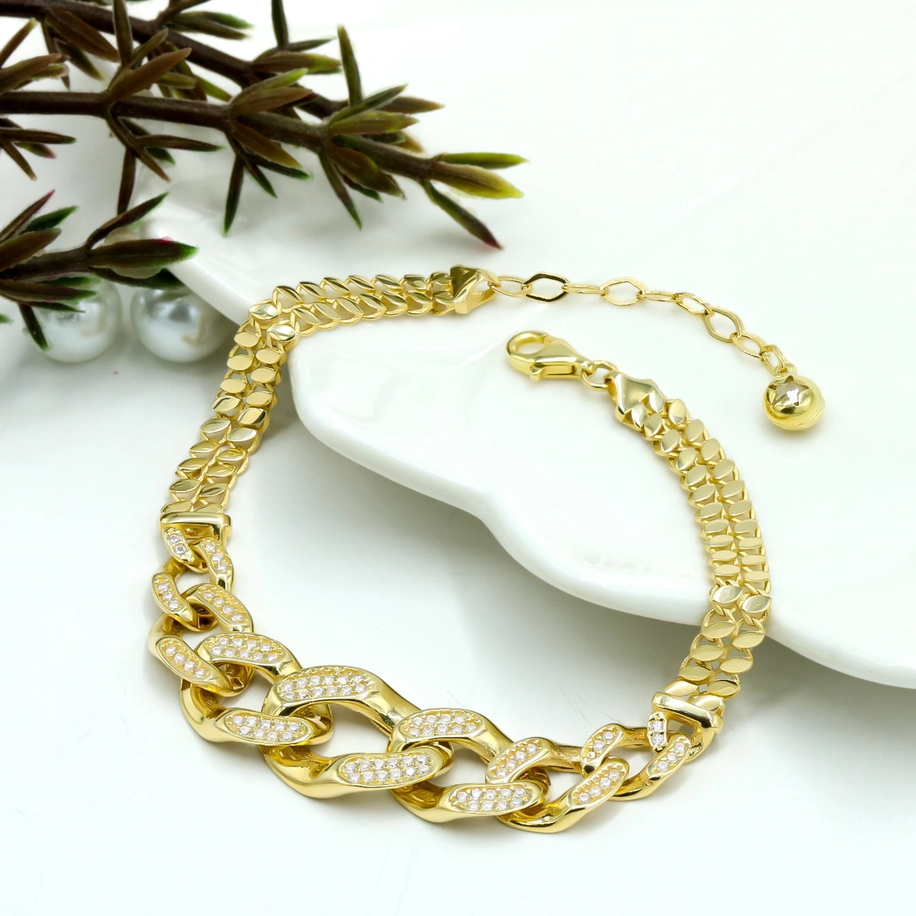 Gurmet Pullu 14 Ayar Altın Bileklik