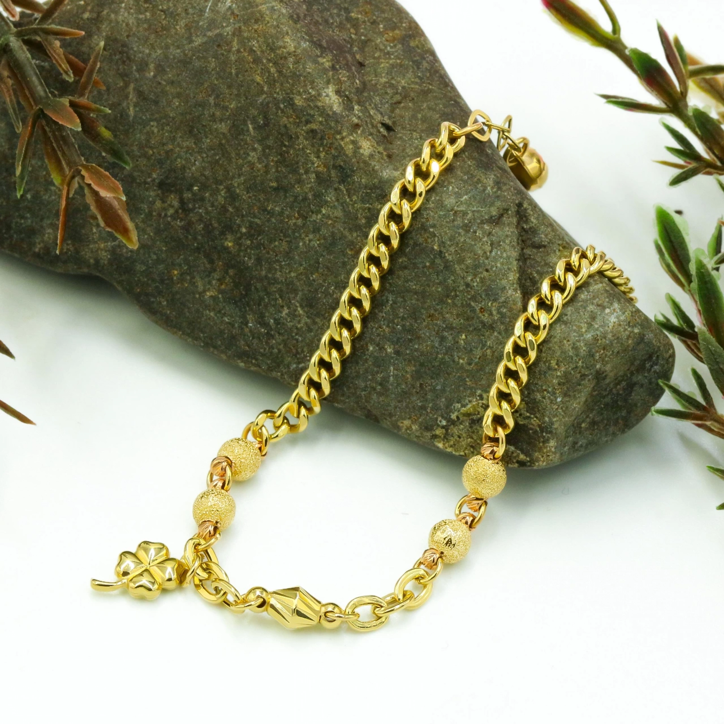 Gurmet Zincir Yonca 14 Ayar Altın Bileklik