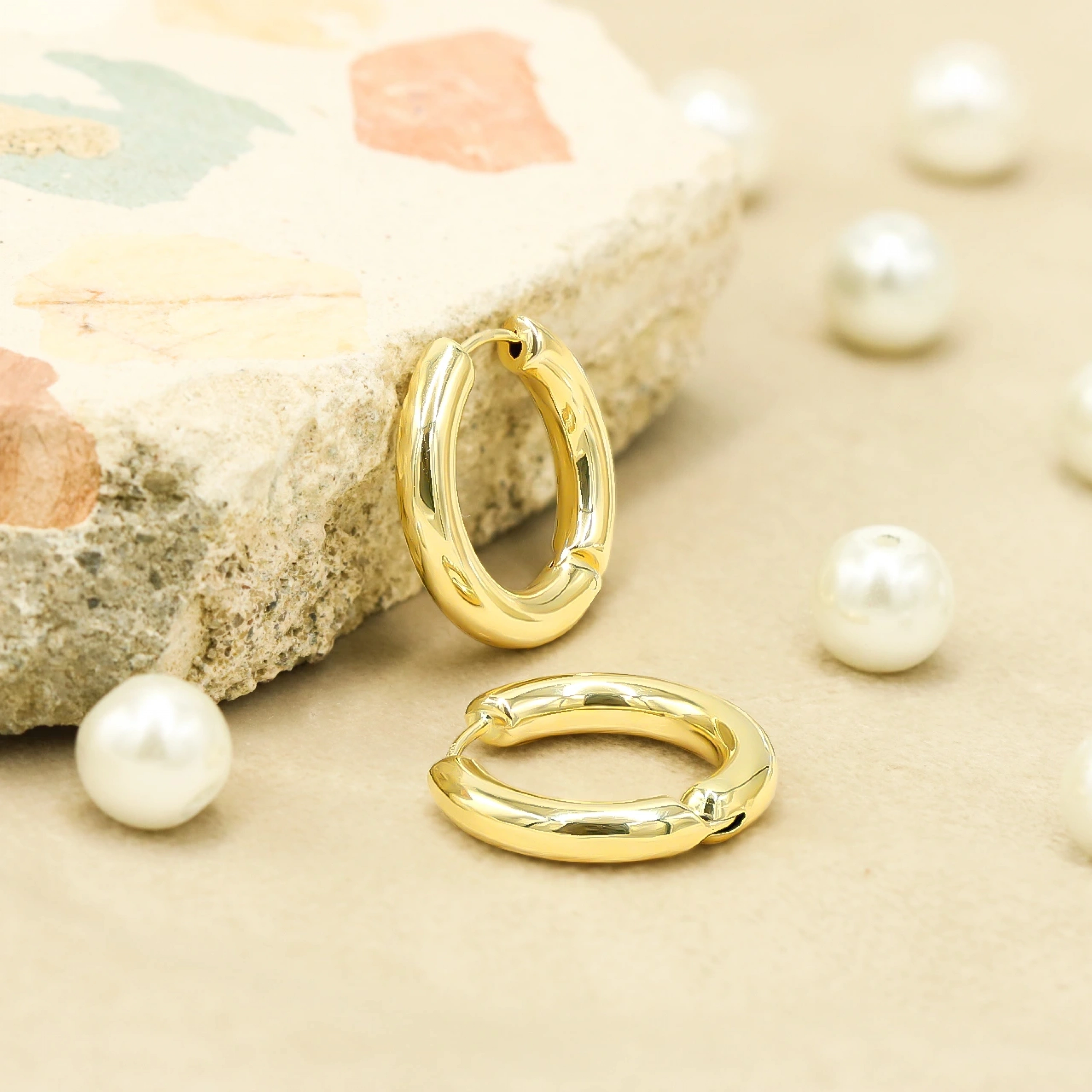 Yuvarlak 14 Ayar Halka Altın Küpe