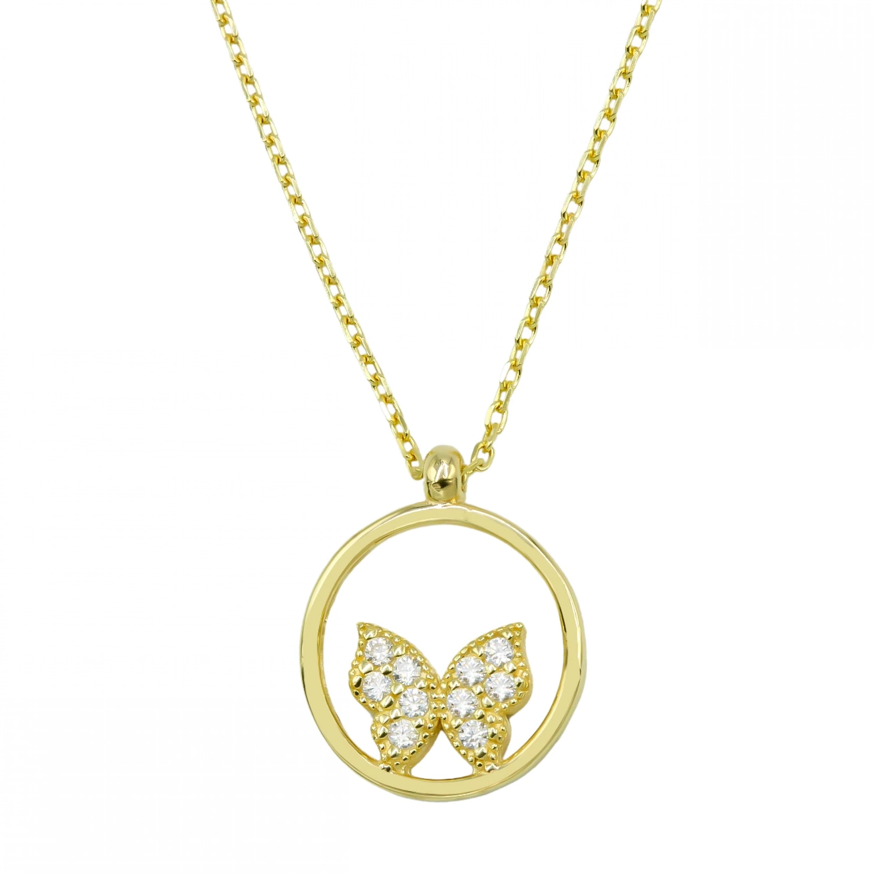 Halka Kelebek 8 Ayar Altın Kolye