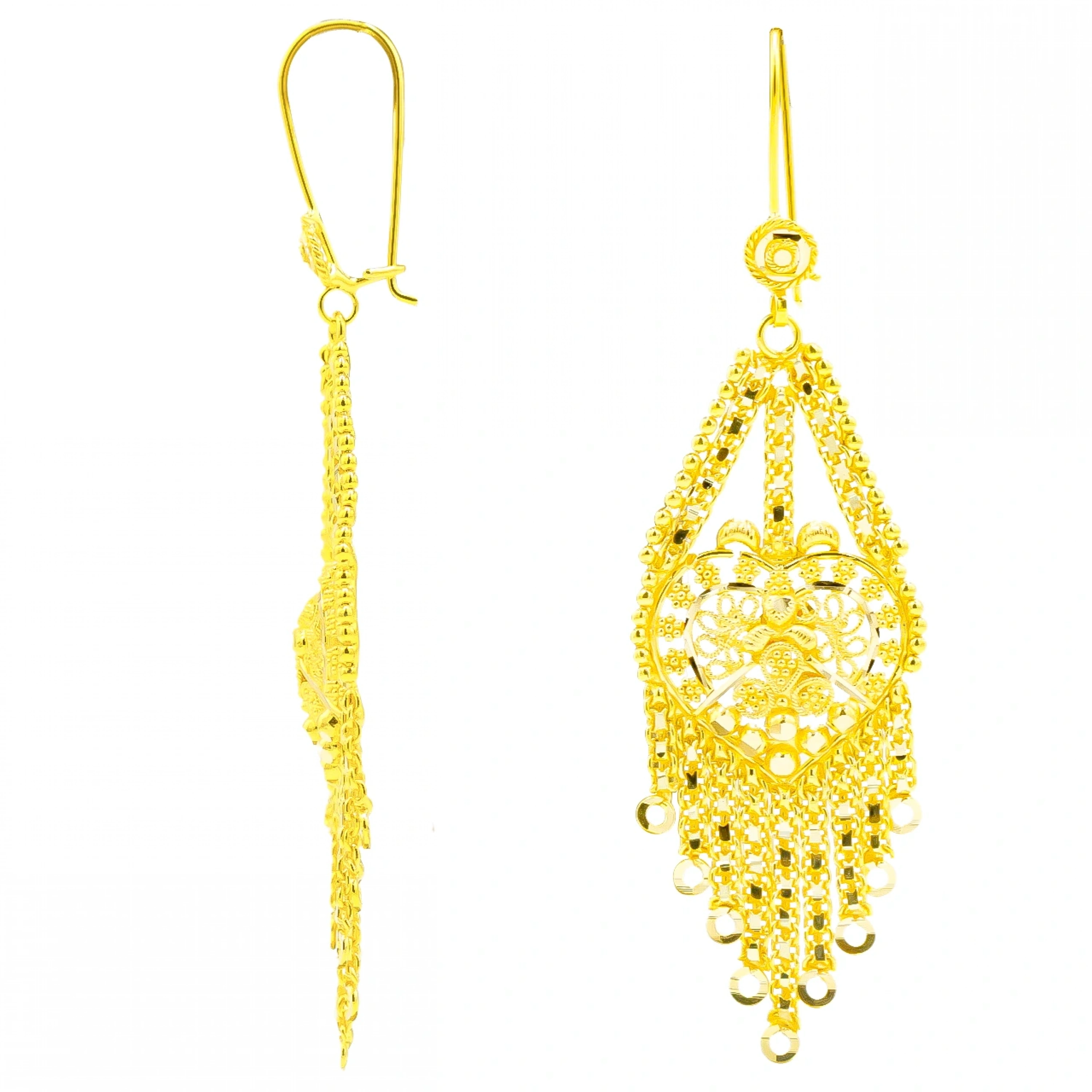 Hint İşi 14 Ayar Sallantılı Altın Küpe