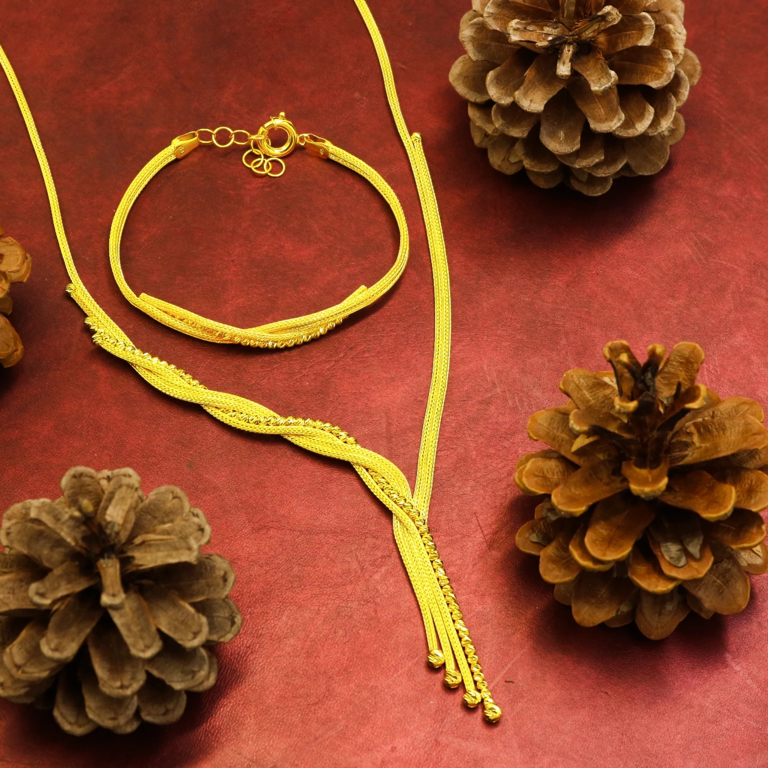 Hasır Örgü Model 14 Ayar Altın Set