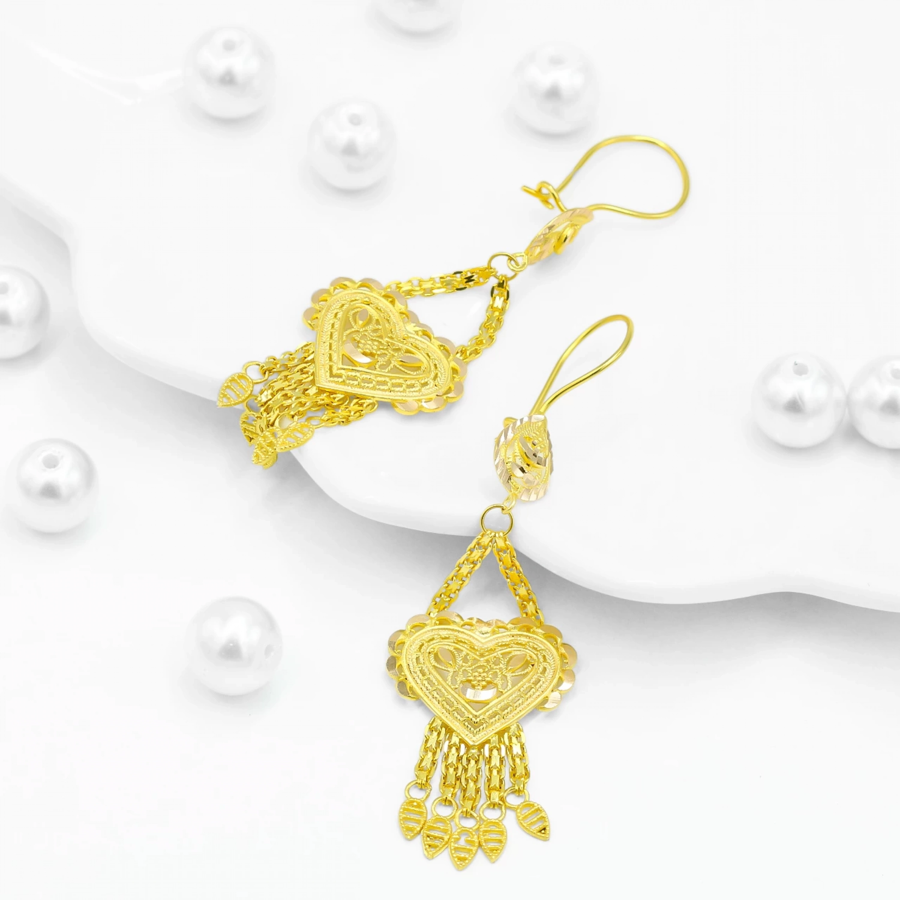 Hint İşi 14 Ayar Altın Küpe