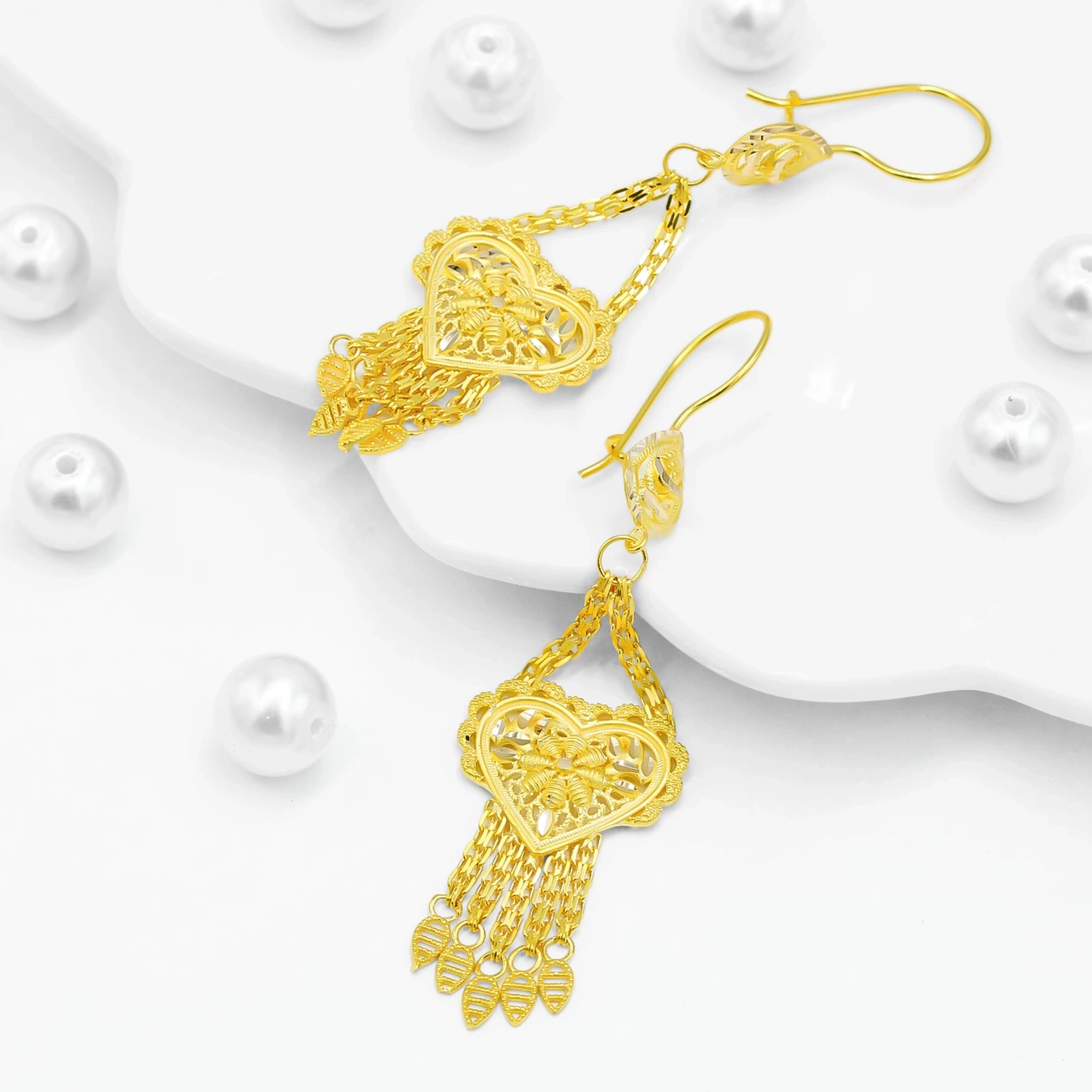 Hint İşi 14 Ayar Altın Küpe