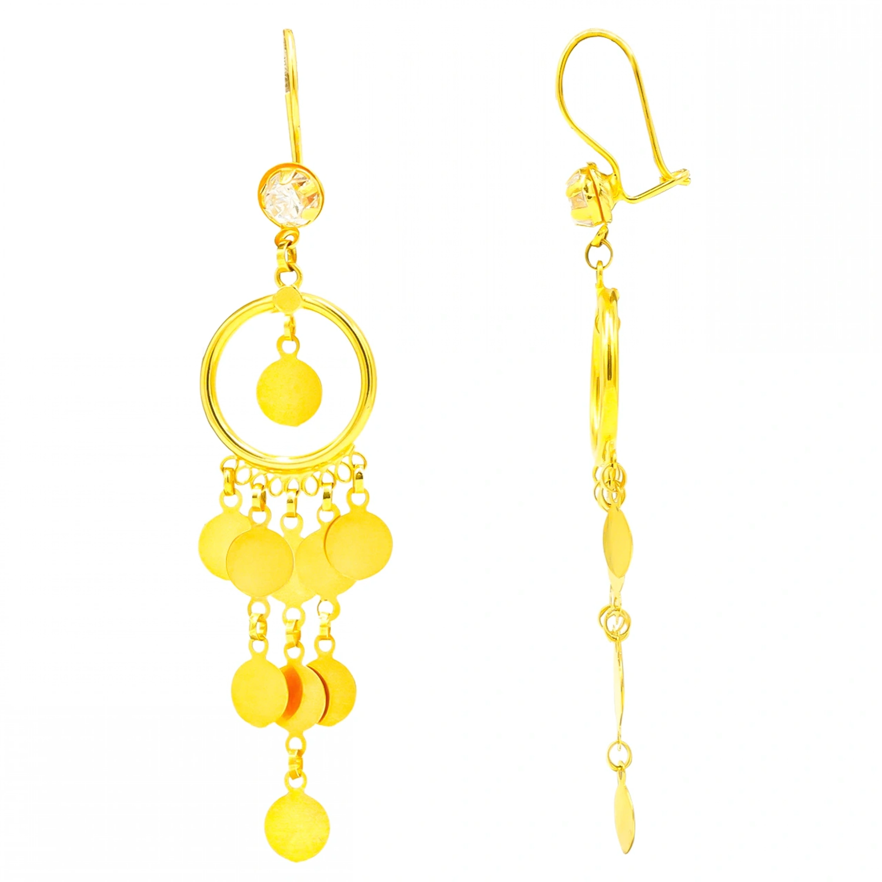 Shakira 14 Ayar Sallantılı Altın Küpe