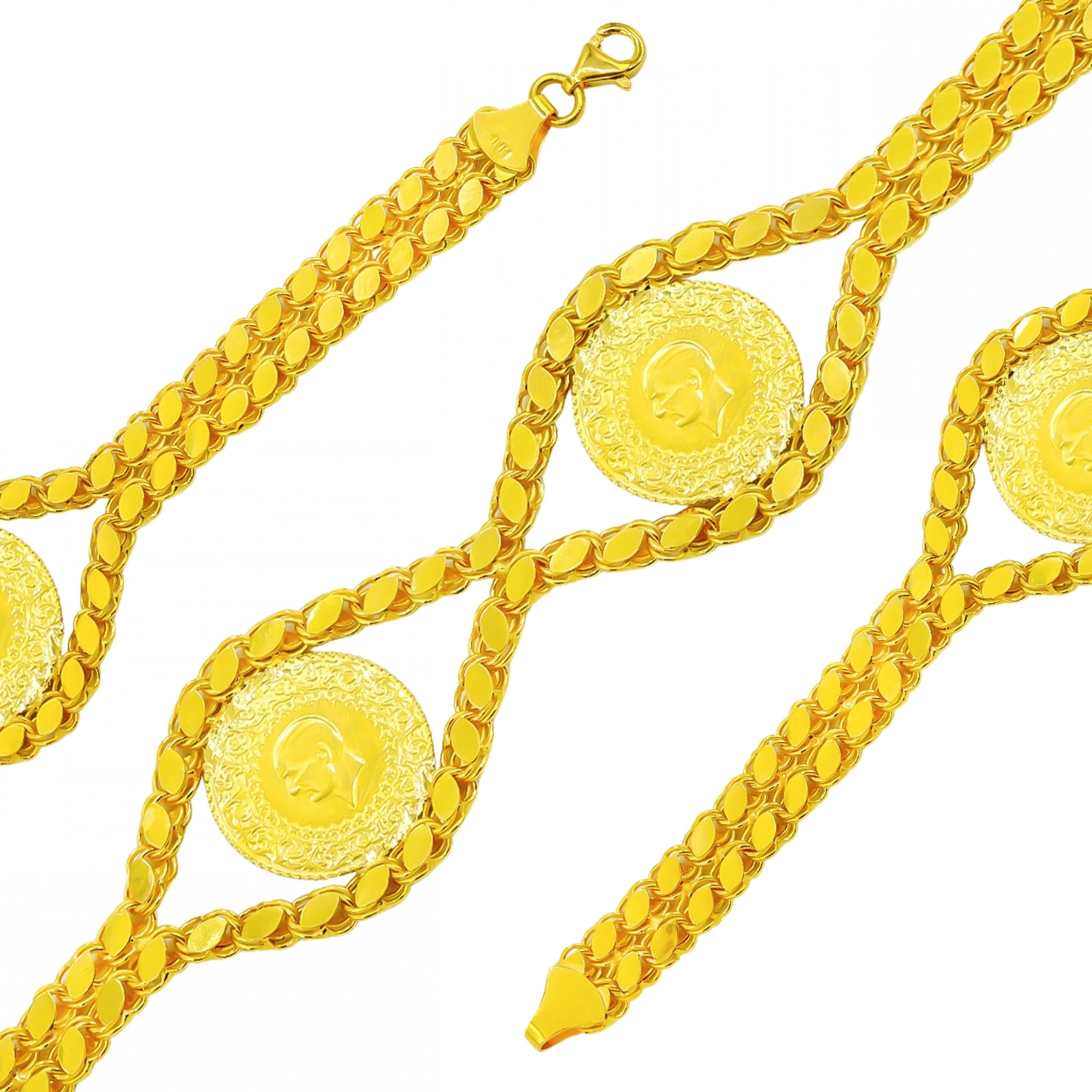 İki Çeyrekli Pullu 22 Ayar Altın Bileklik