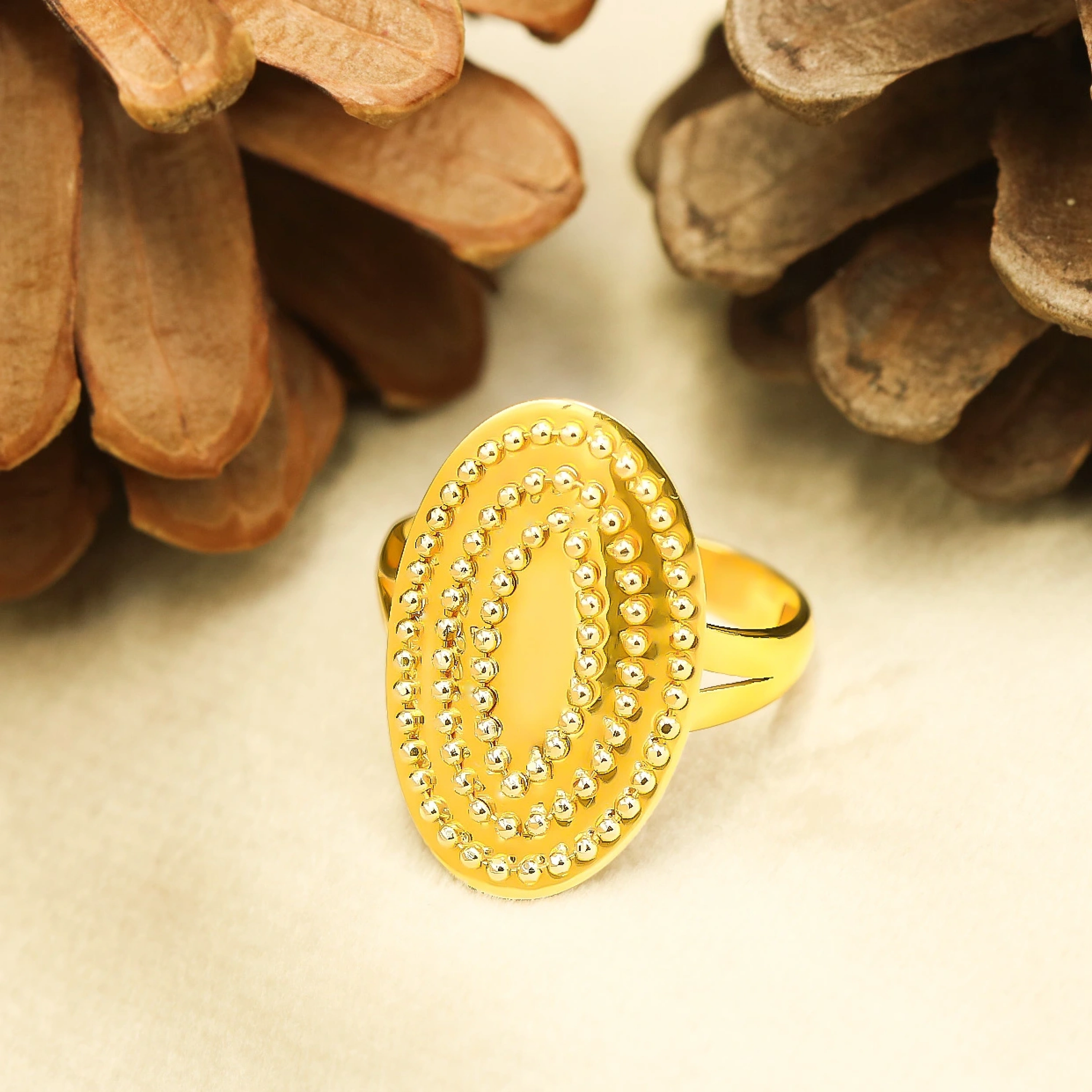 Toplu Oval Tasarım 22 Ayar Altın Yüzük