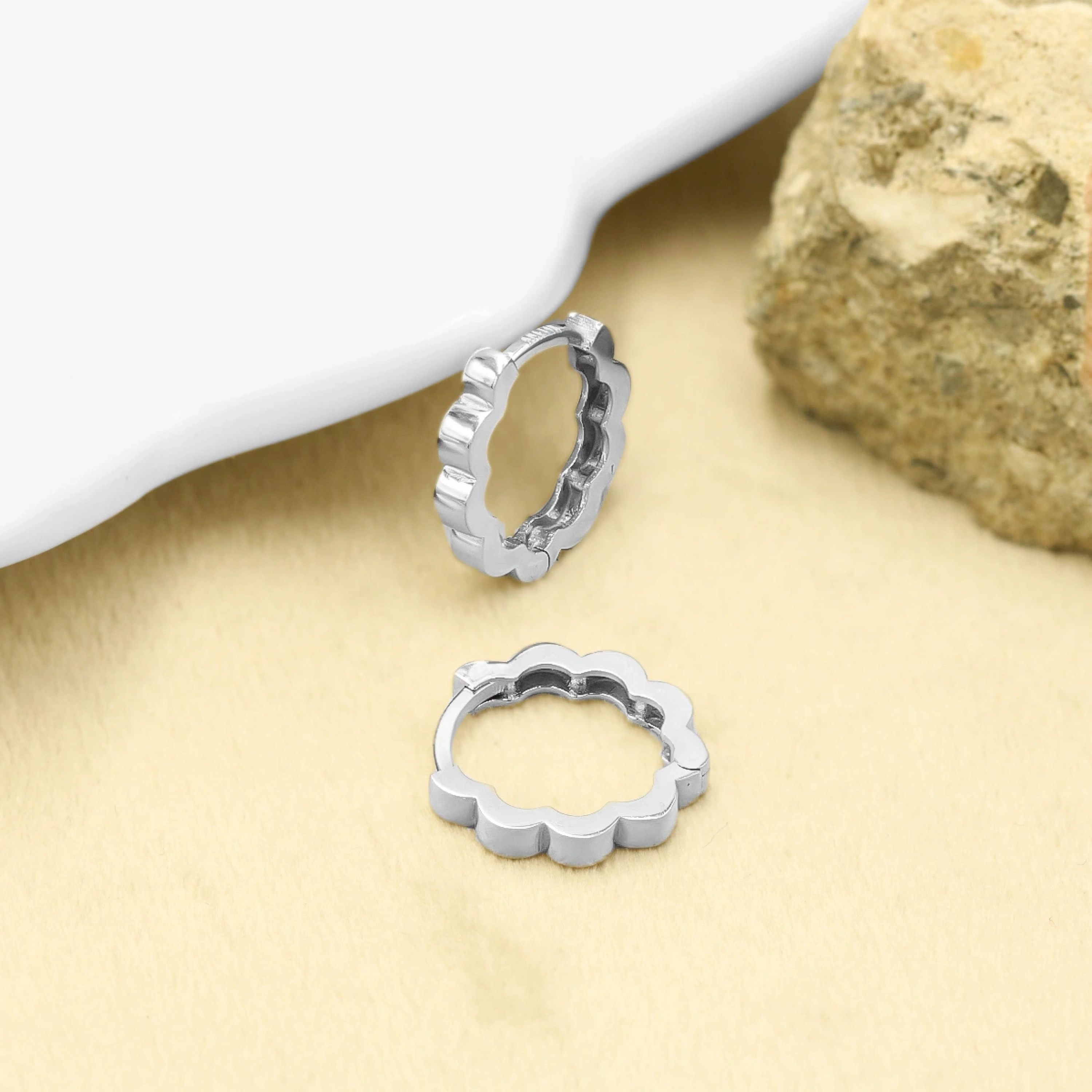 Beyaz Altın 14 Ayar Halka Küpe