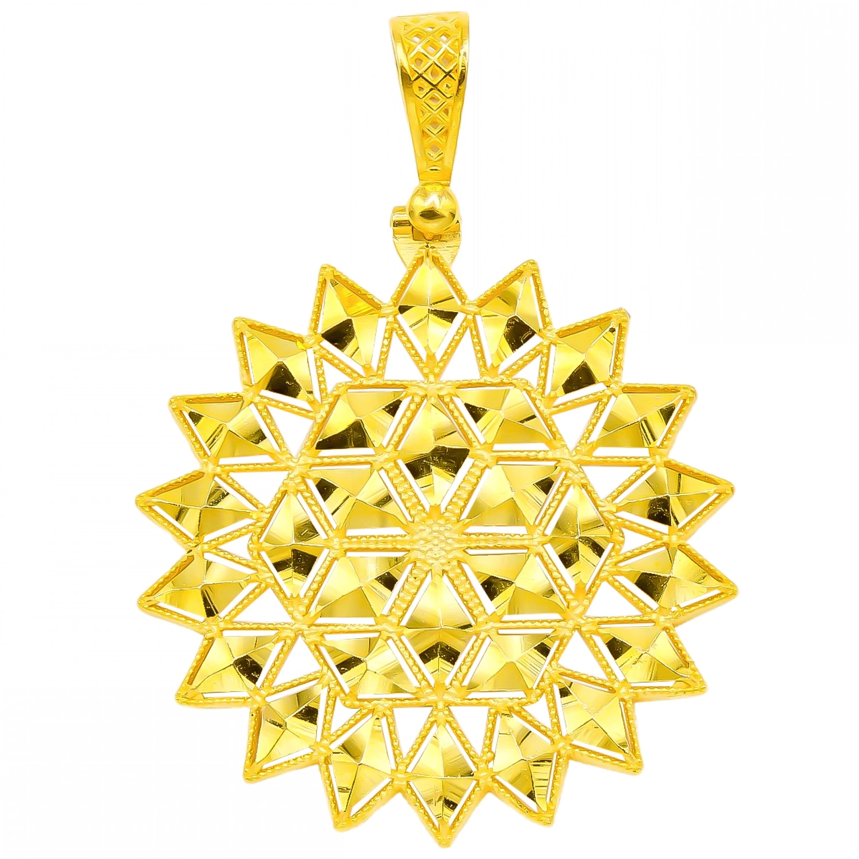 Işıltılı Güneş Motifli 22 Ayar Altın Kolye Ucu