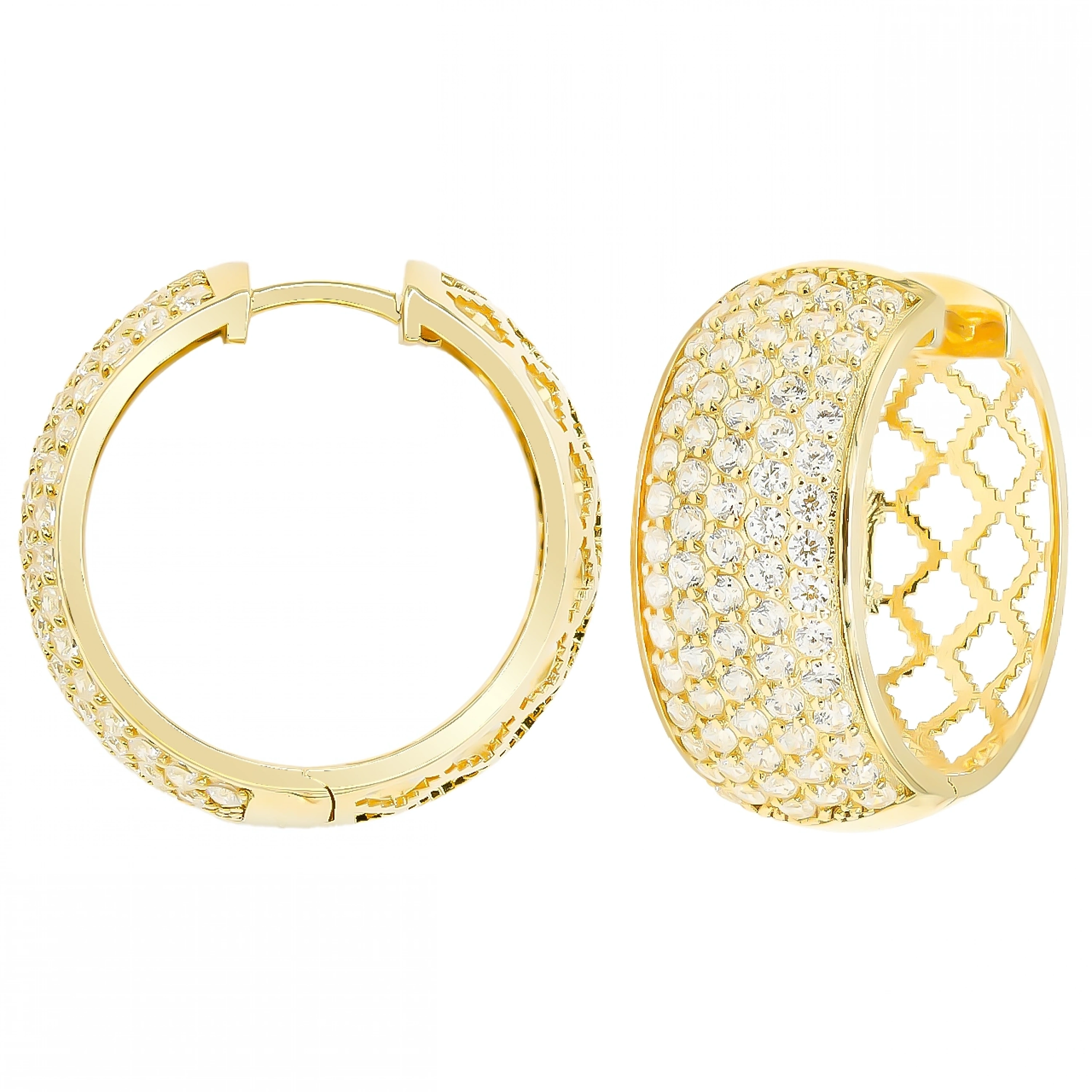 Taşlı Model 14 Ayar Halka Altın Küpe