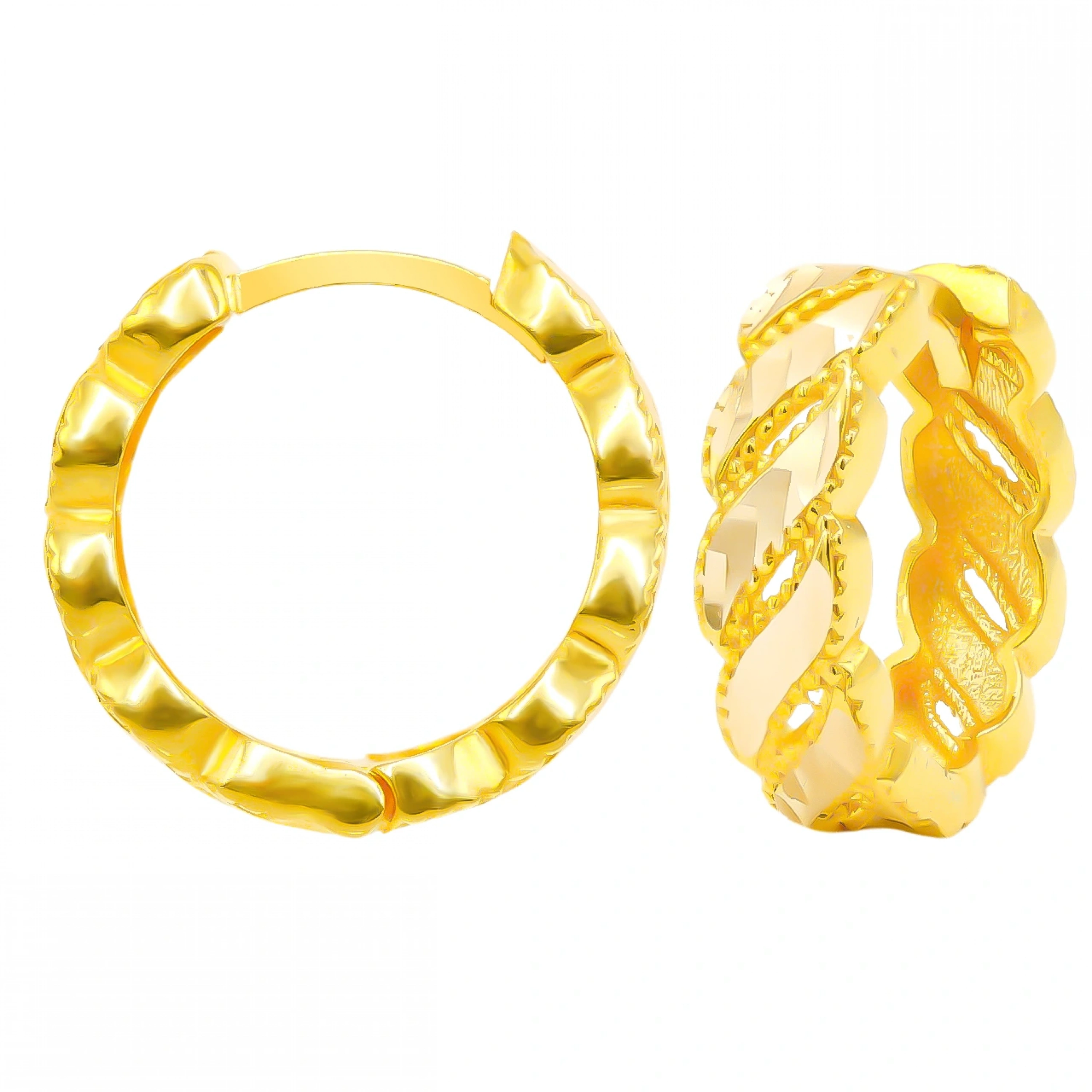 Burma Model 14 Ayar Halka Altın Küpe