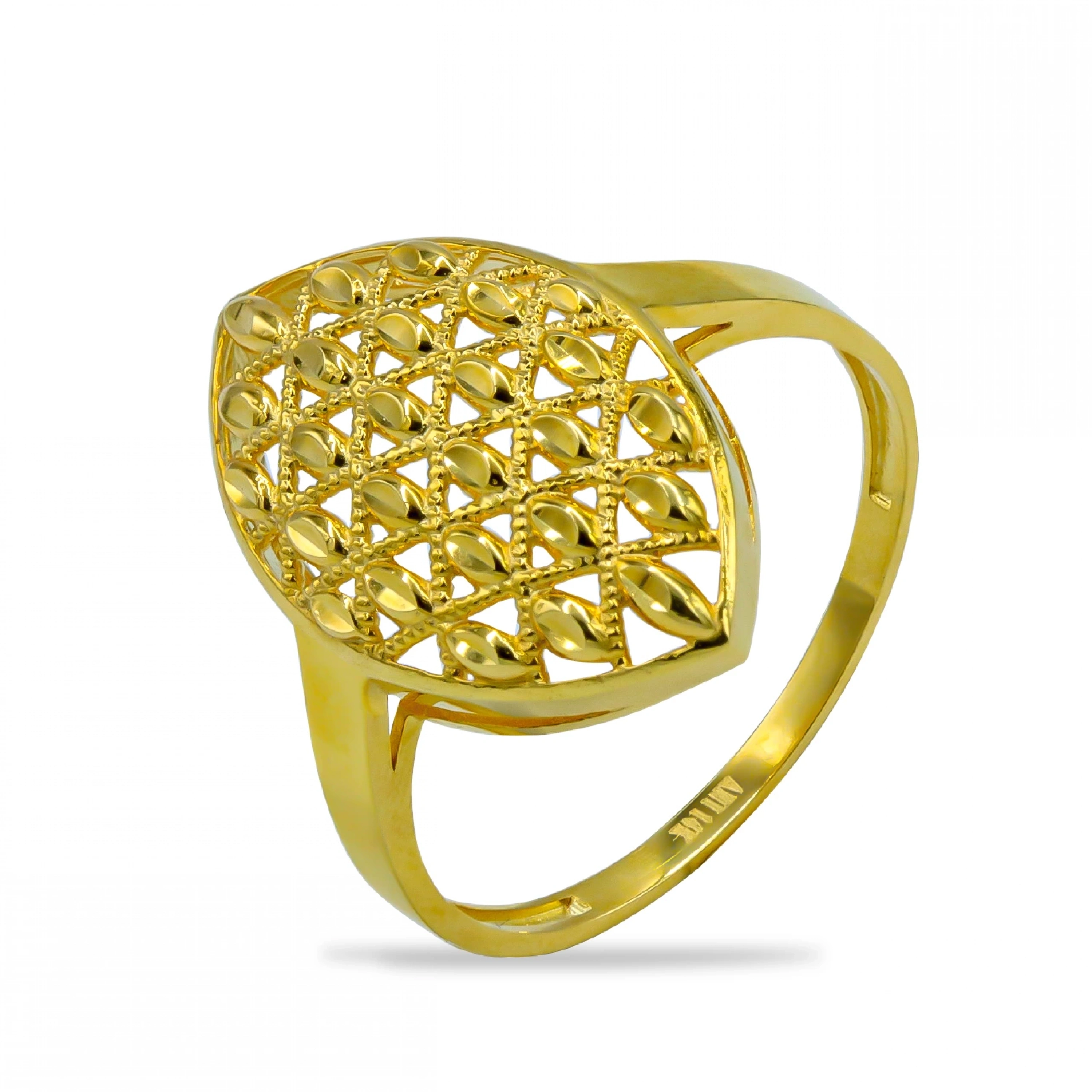 Izgara Desenli 14 Ayar Altın Yüzük