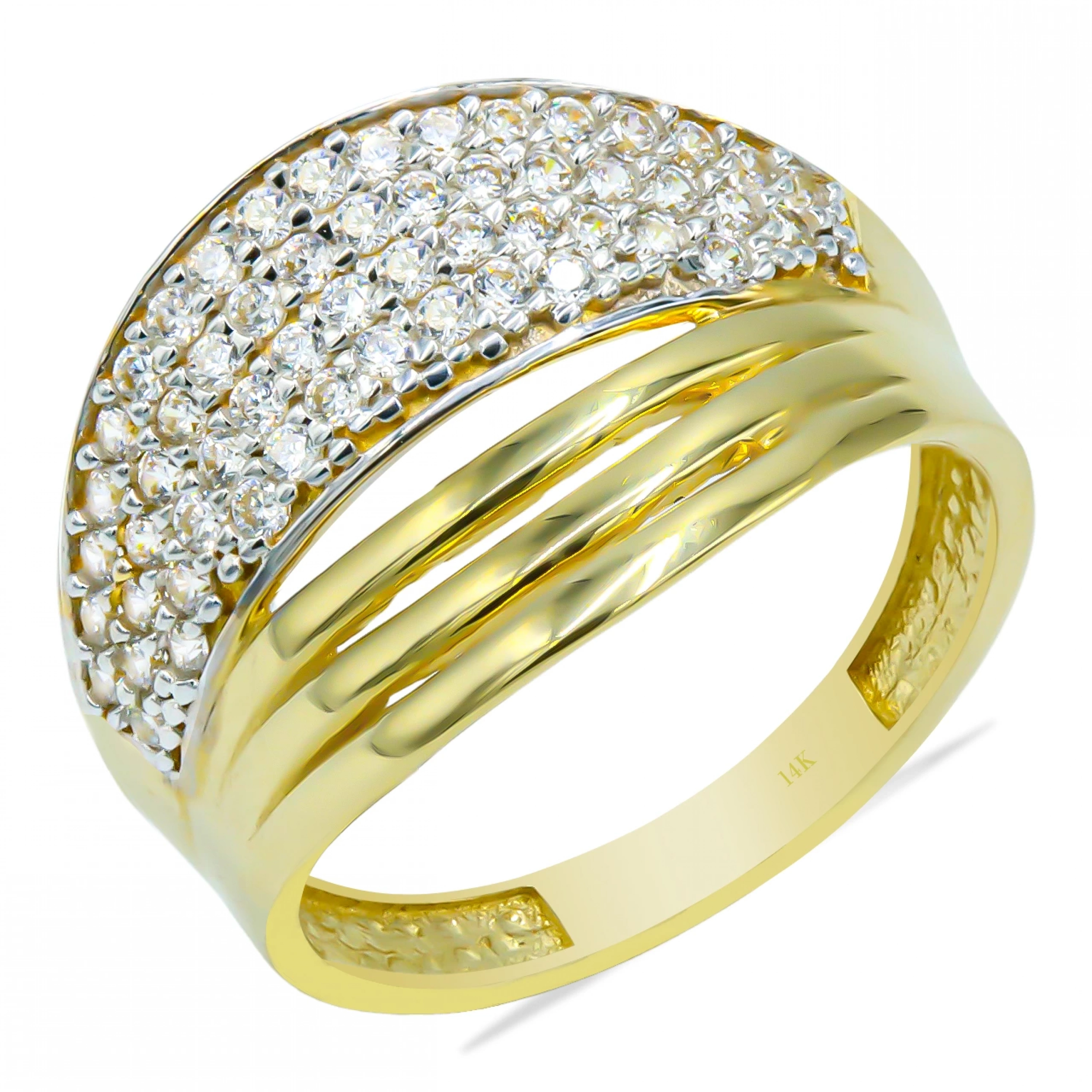 Kaburga Taşlı 14 Ayar Altın Yüzük