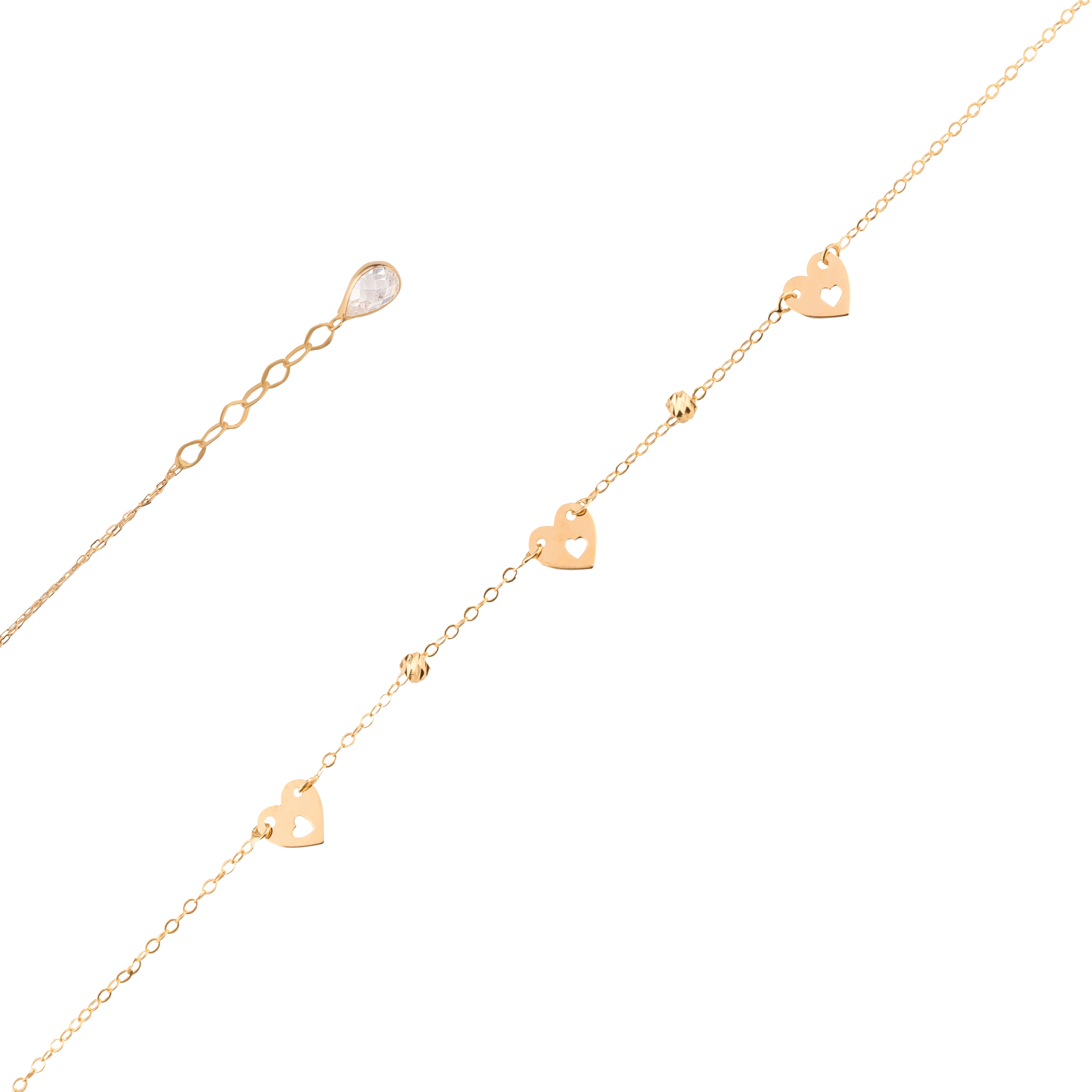 Kalp Desenli 14 Ayar Altın Bileklik