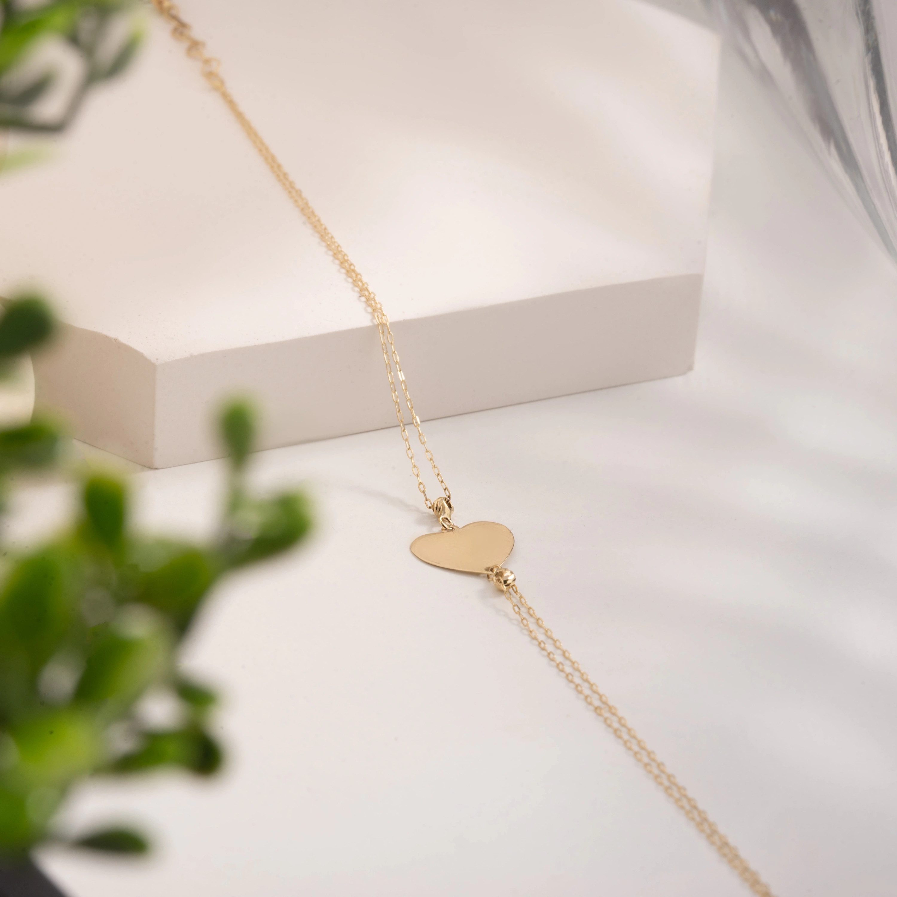 Kalp Figürlü 14 Ayar Altın Bileklik