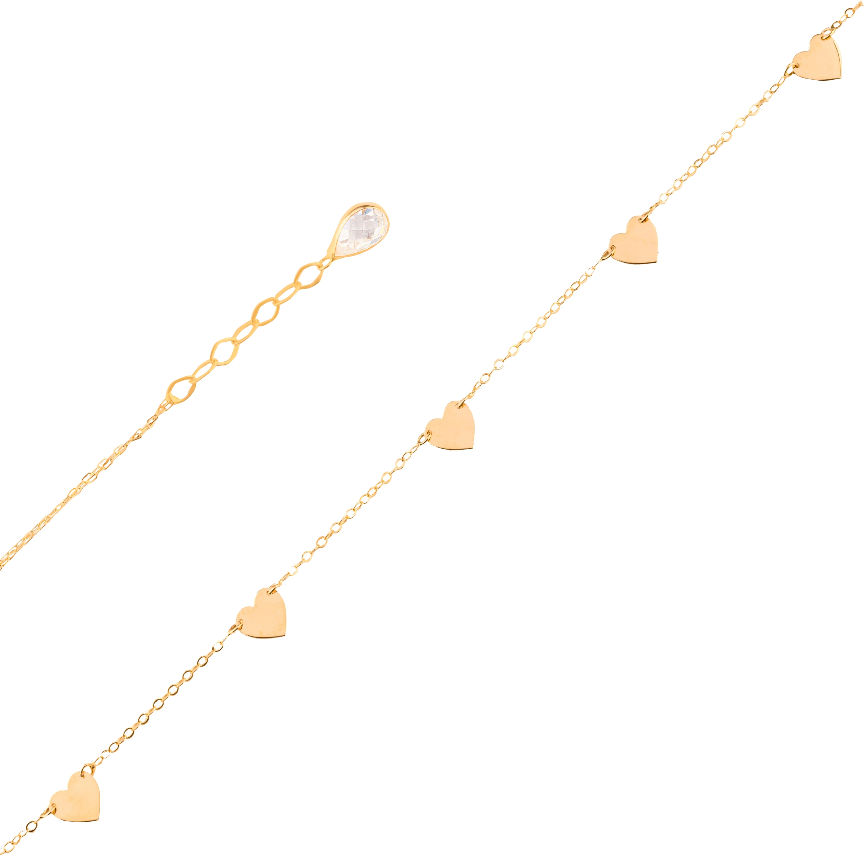 Kalp Sıralı 14 Ayar Altın Bileklik