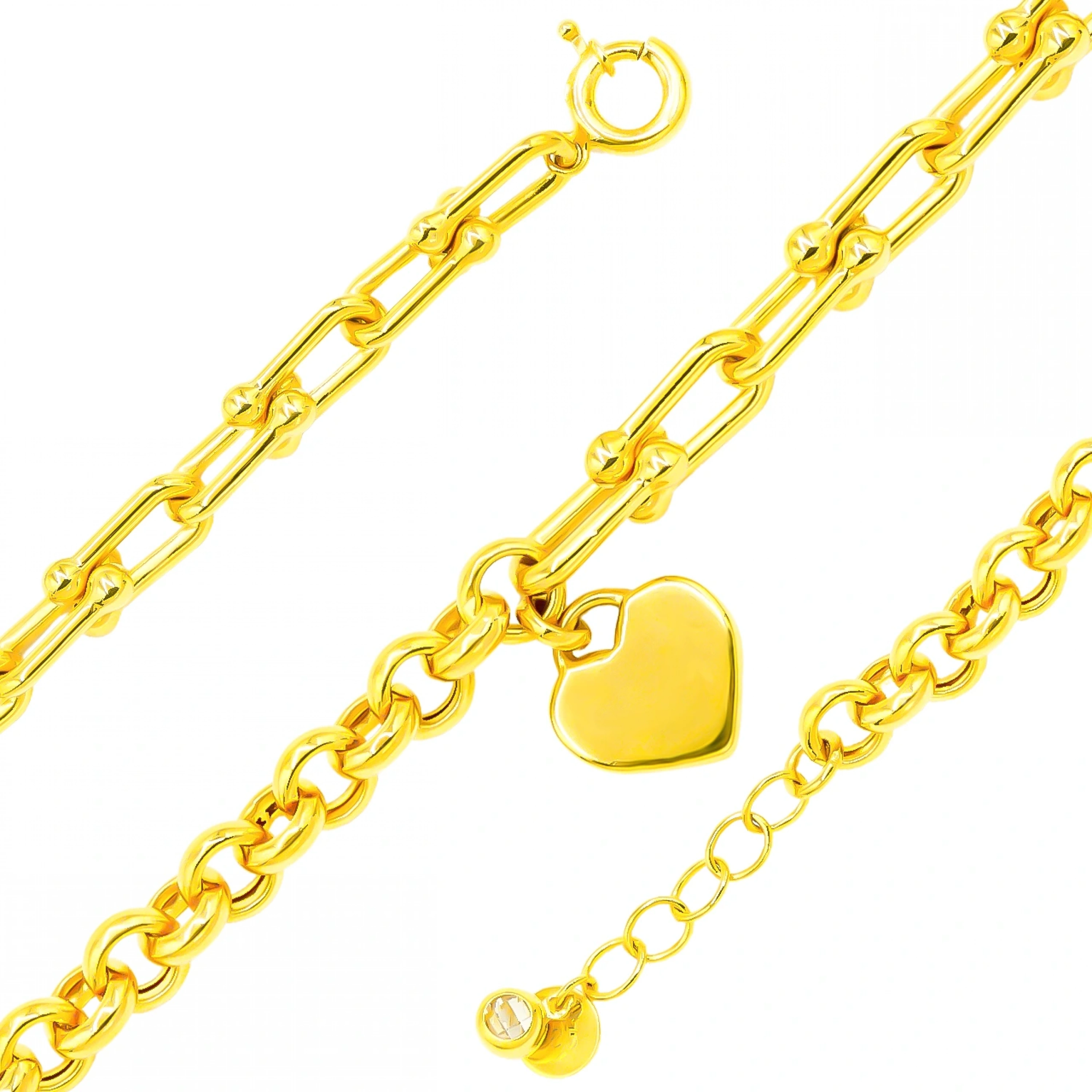 Kalp Charmlı 14 Ayar Altın Bileklik