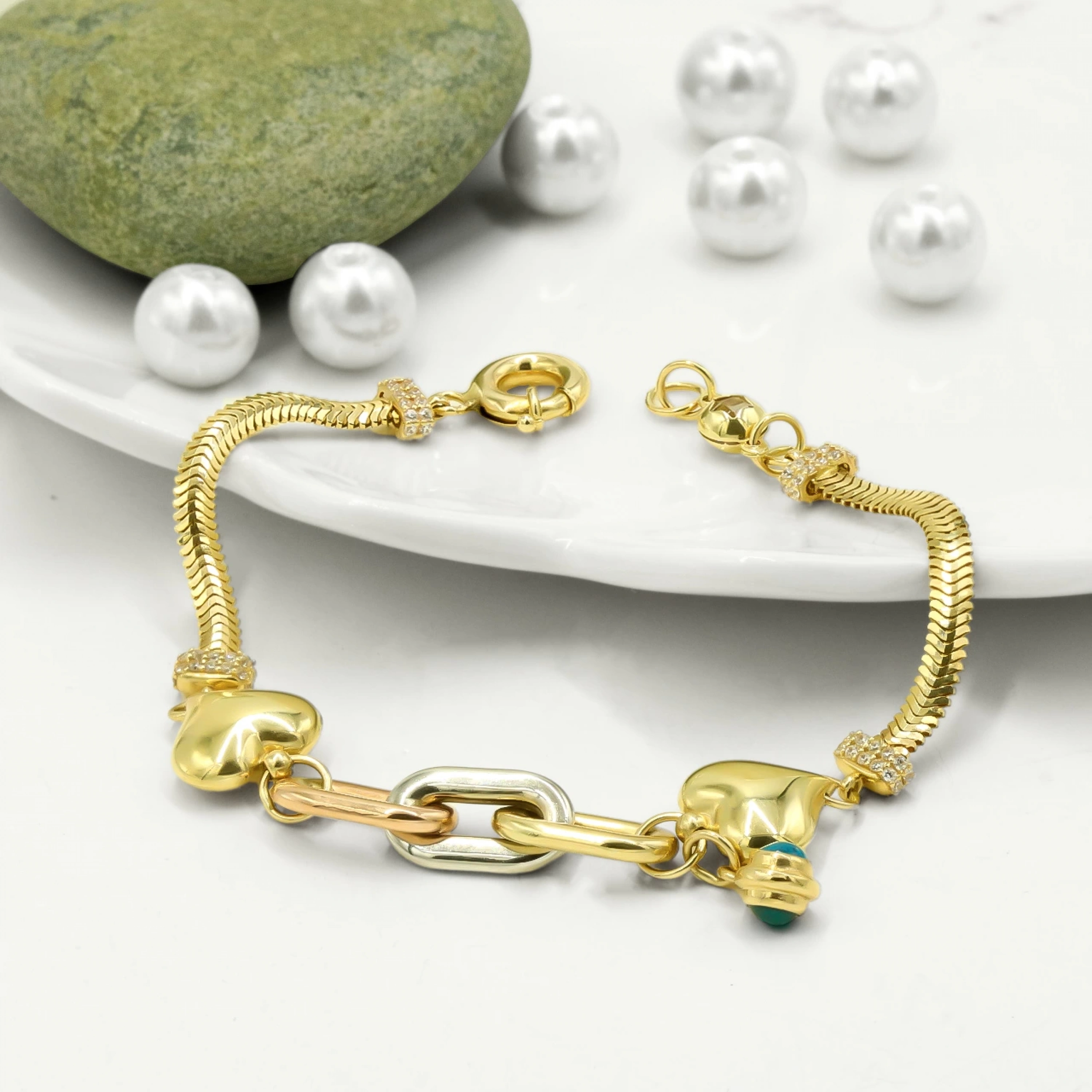 Kalpli Ataç 14 Ayar Altın Bileklik