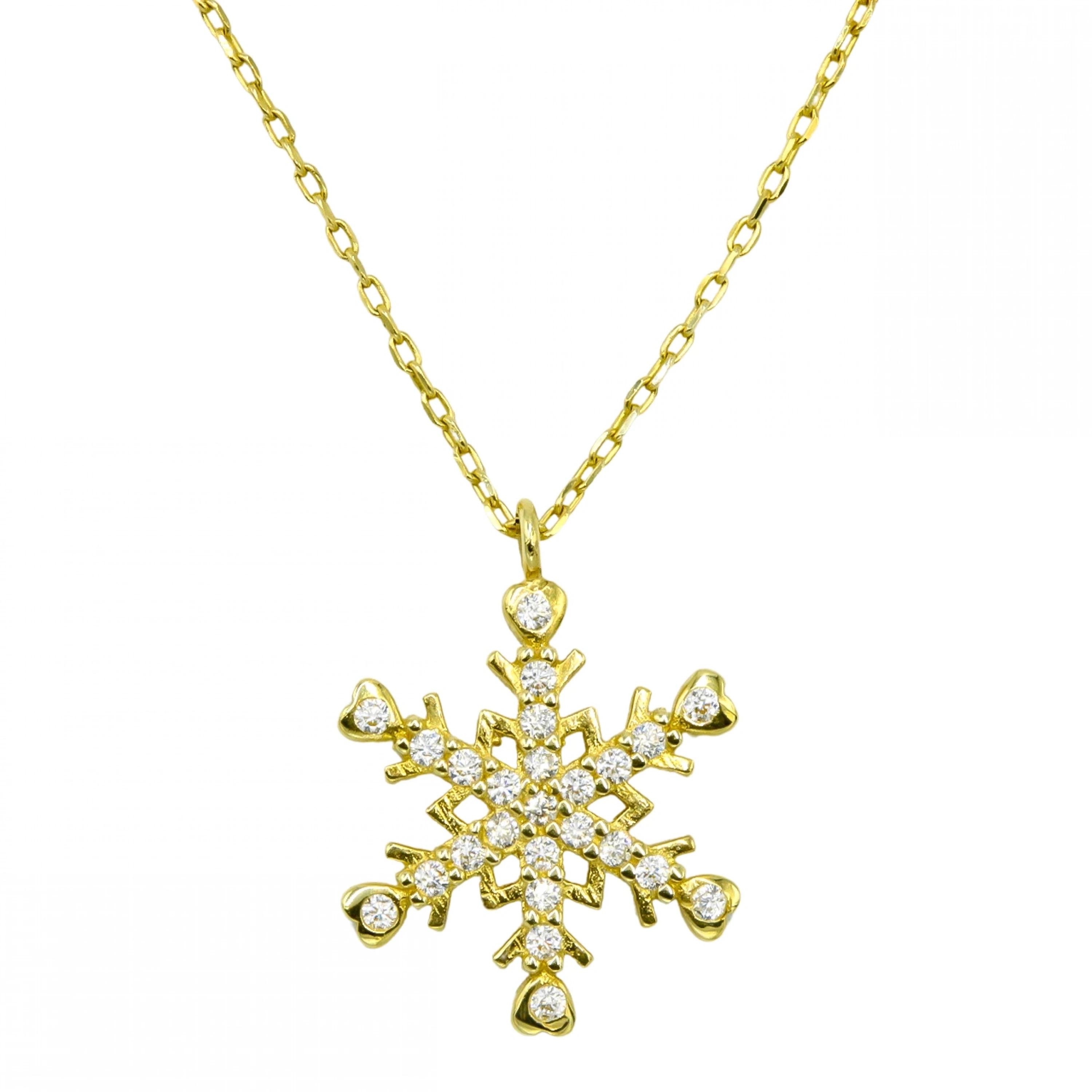 Kalpli Kar Tanesi 14 Ayar Altın Kolye