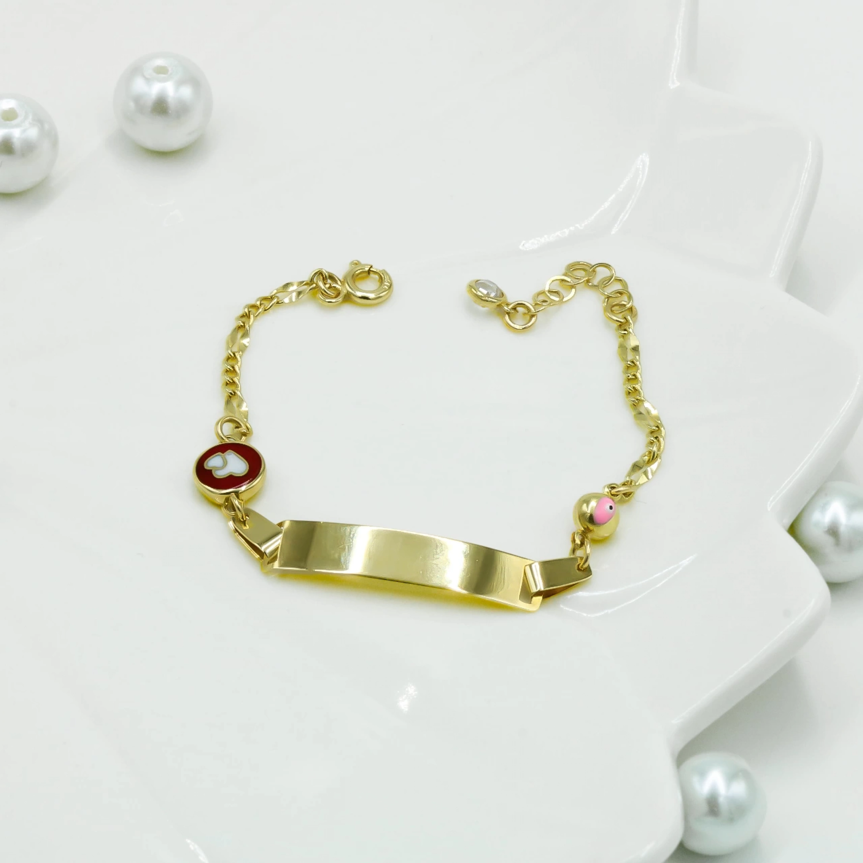 Kalpli Plaka 14 Ayar Altın Çocuk Künyesi