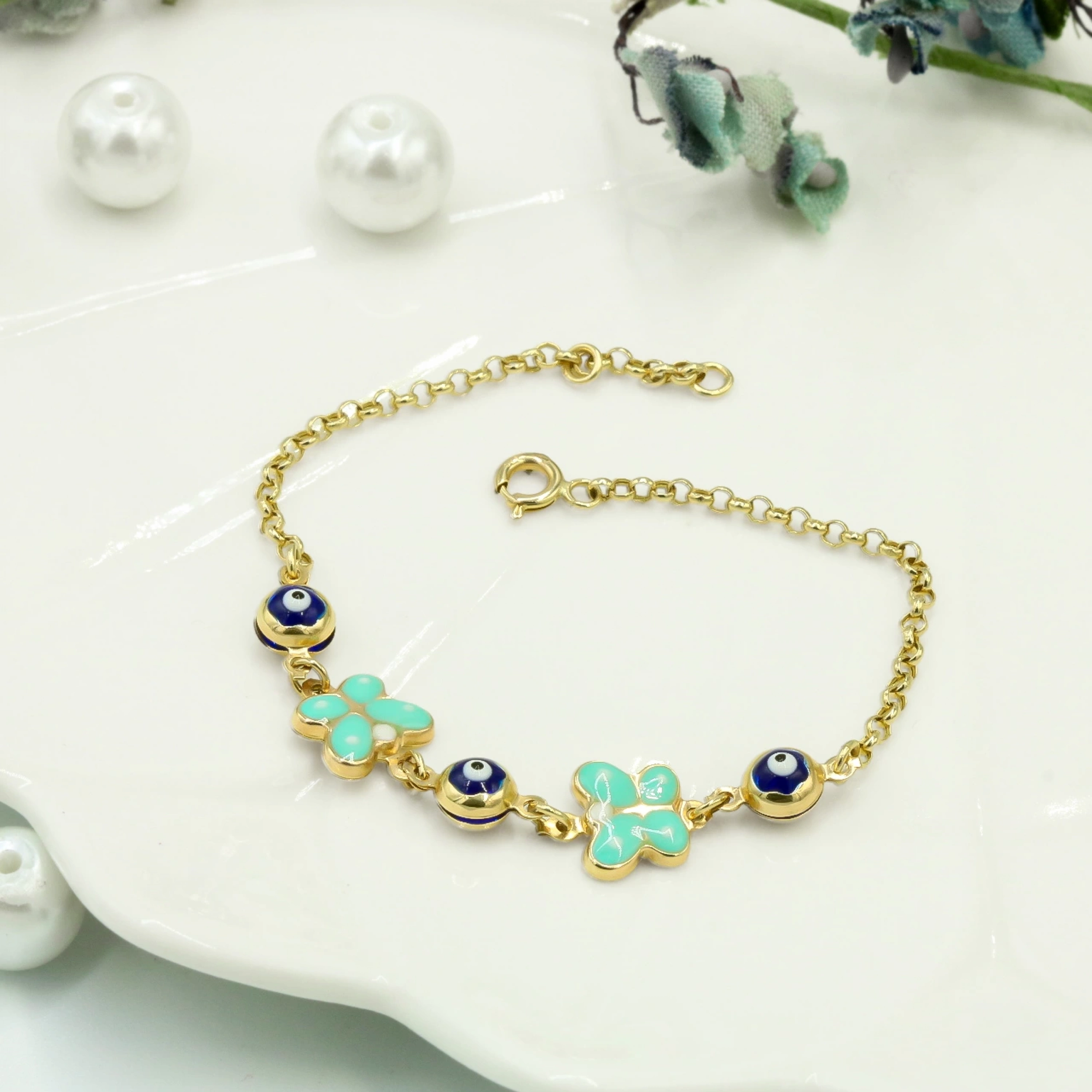 Kelebek Model 14 Ayar Altın Çocuk Künyesi