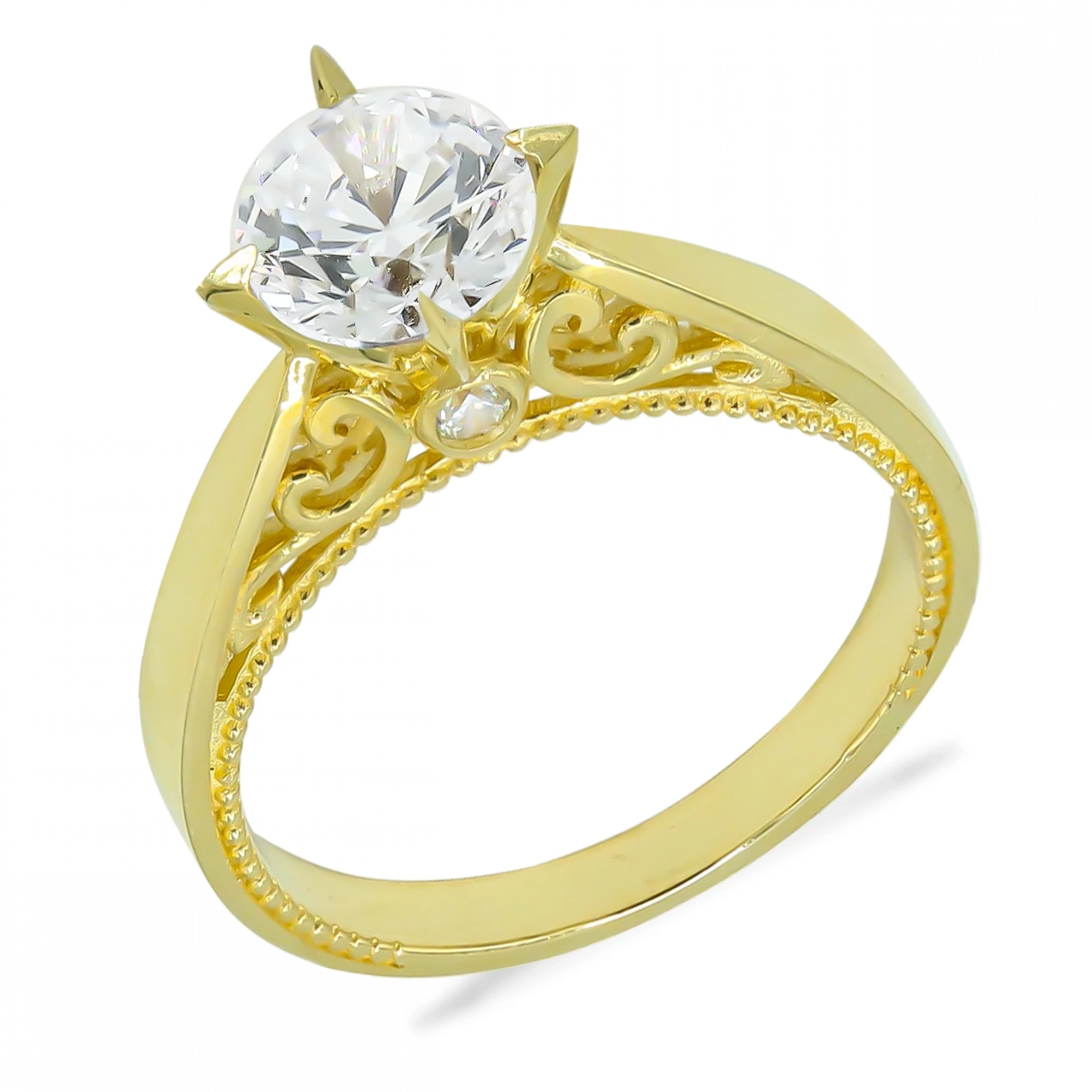 Klasik 14 Ayar Altın Tektaş Yüzük