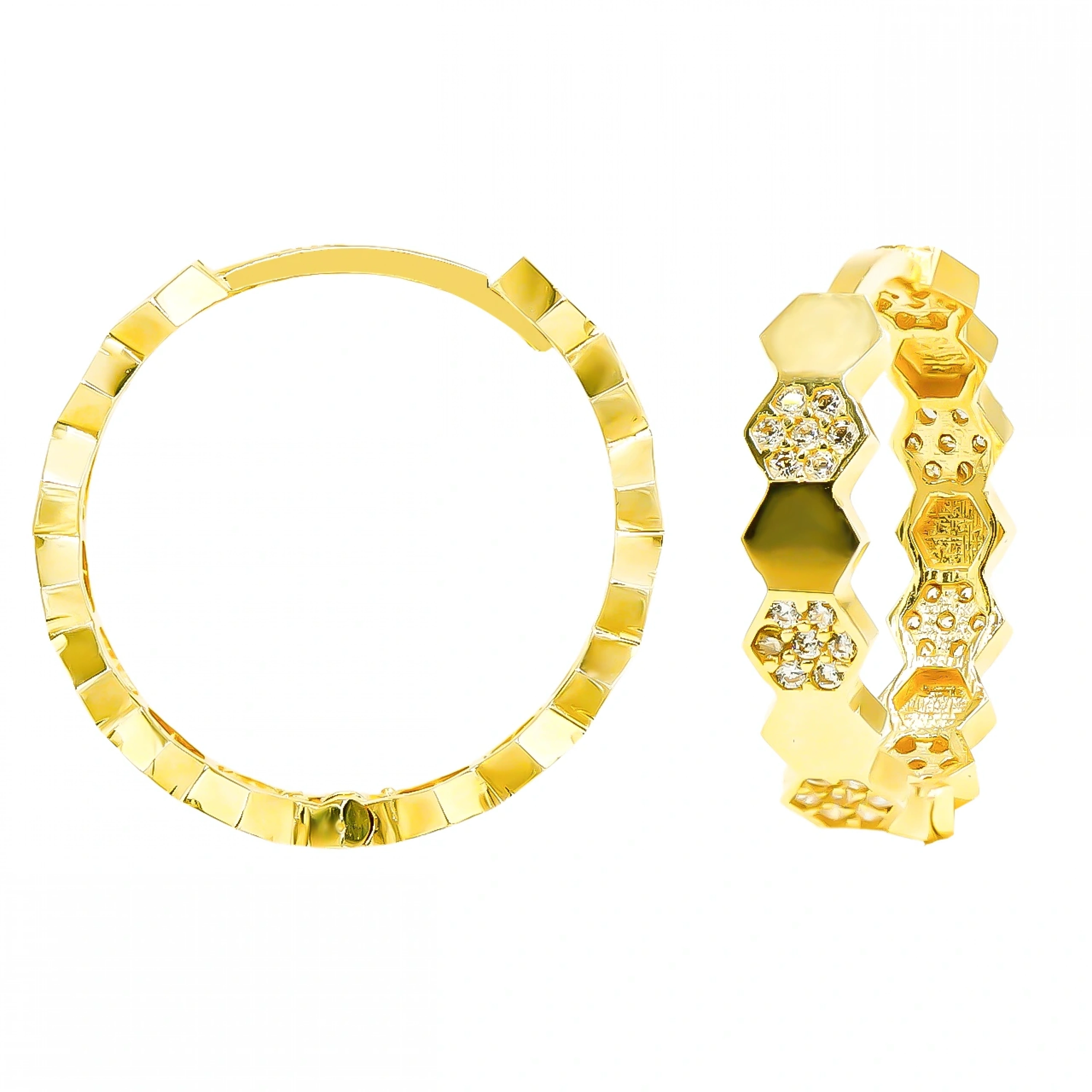 Petek 14 Ayar Halka Altın Küpe