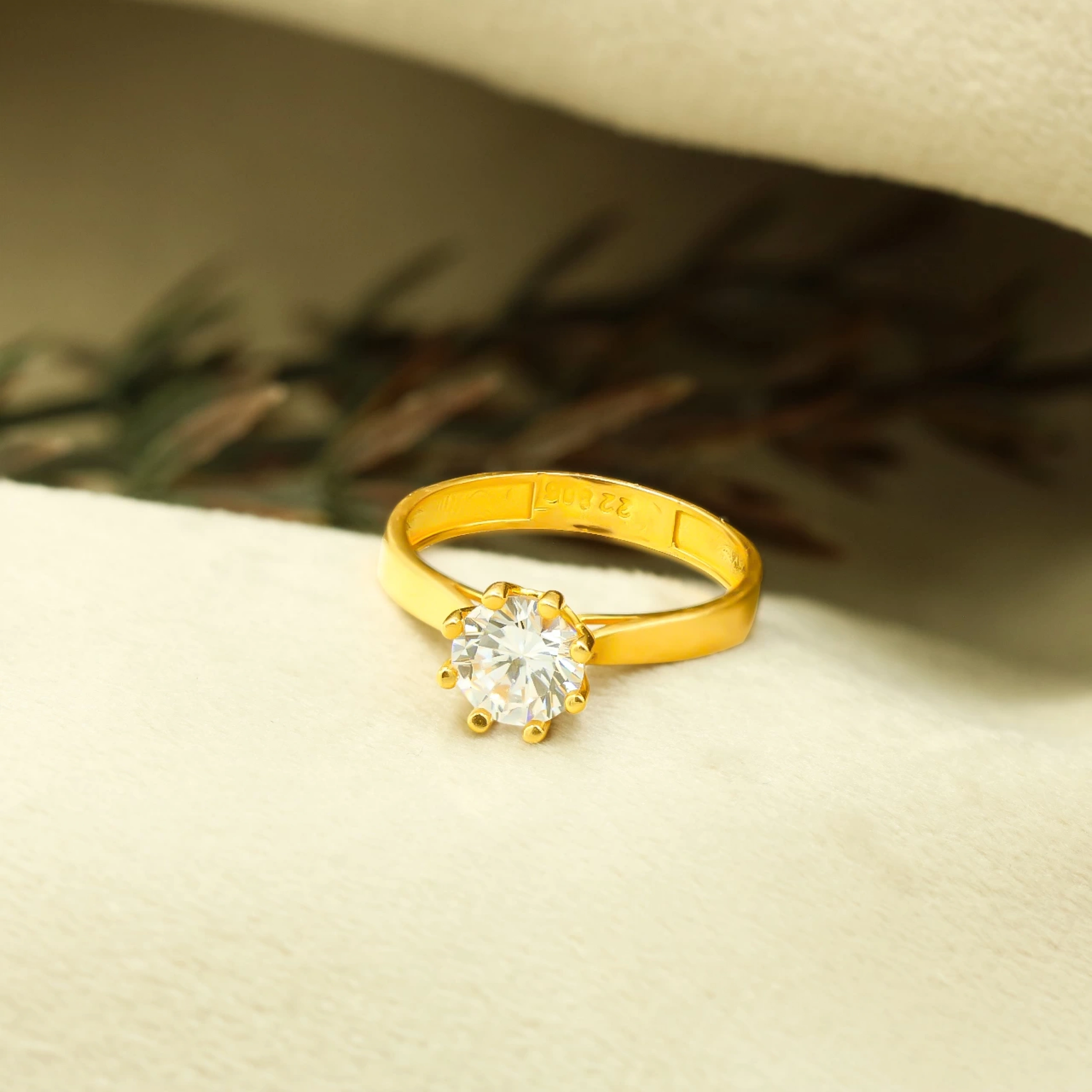 Lotus Tektaş 22 Ayar Altın Yüzük