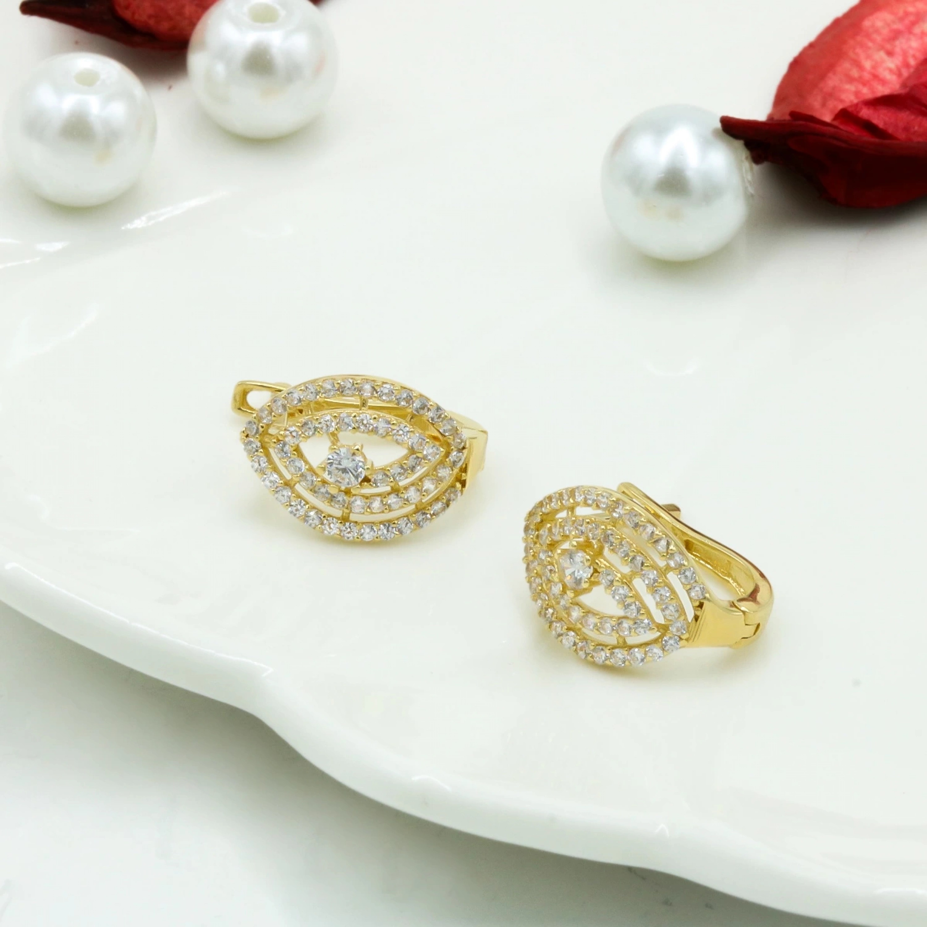 Markiz Görünümlü 14 Ayar Altın Küpe