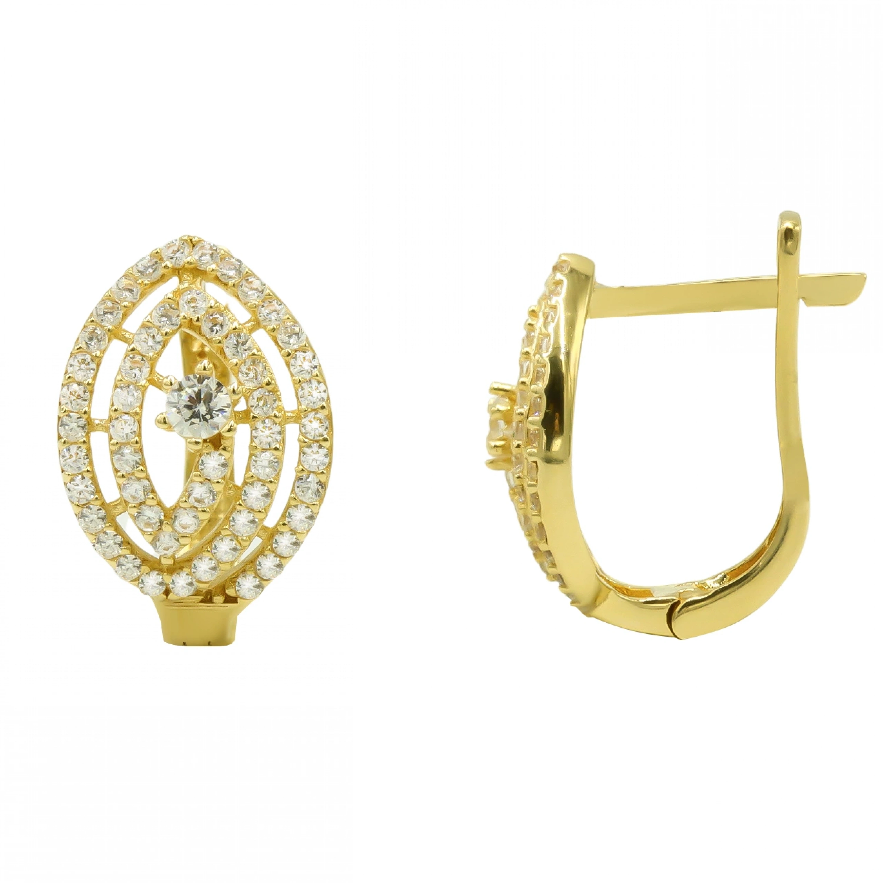 Markiz Görünümlü 14 Ayar Altın Küpe