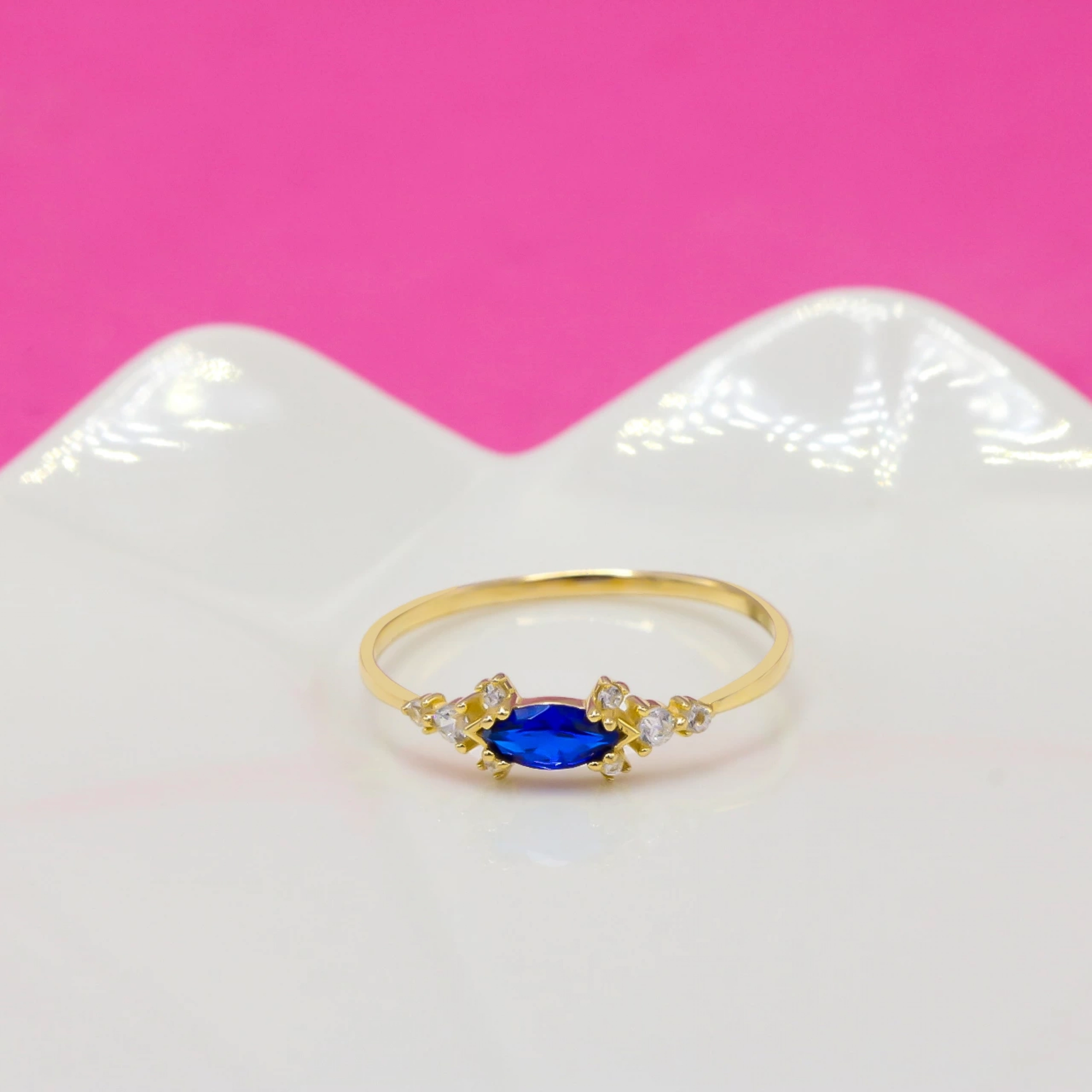 Mavi Opal 14 Ayar Altın Yüzük