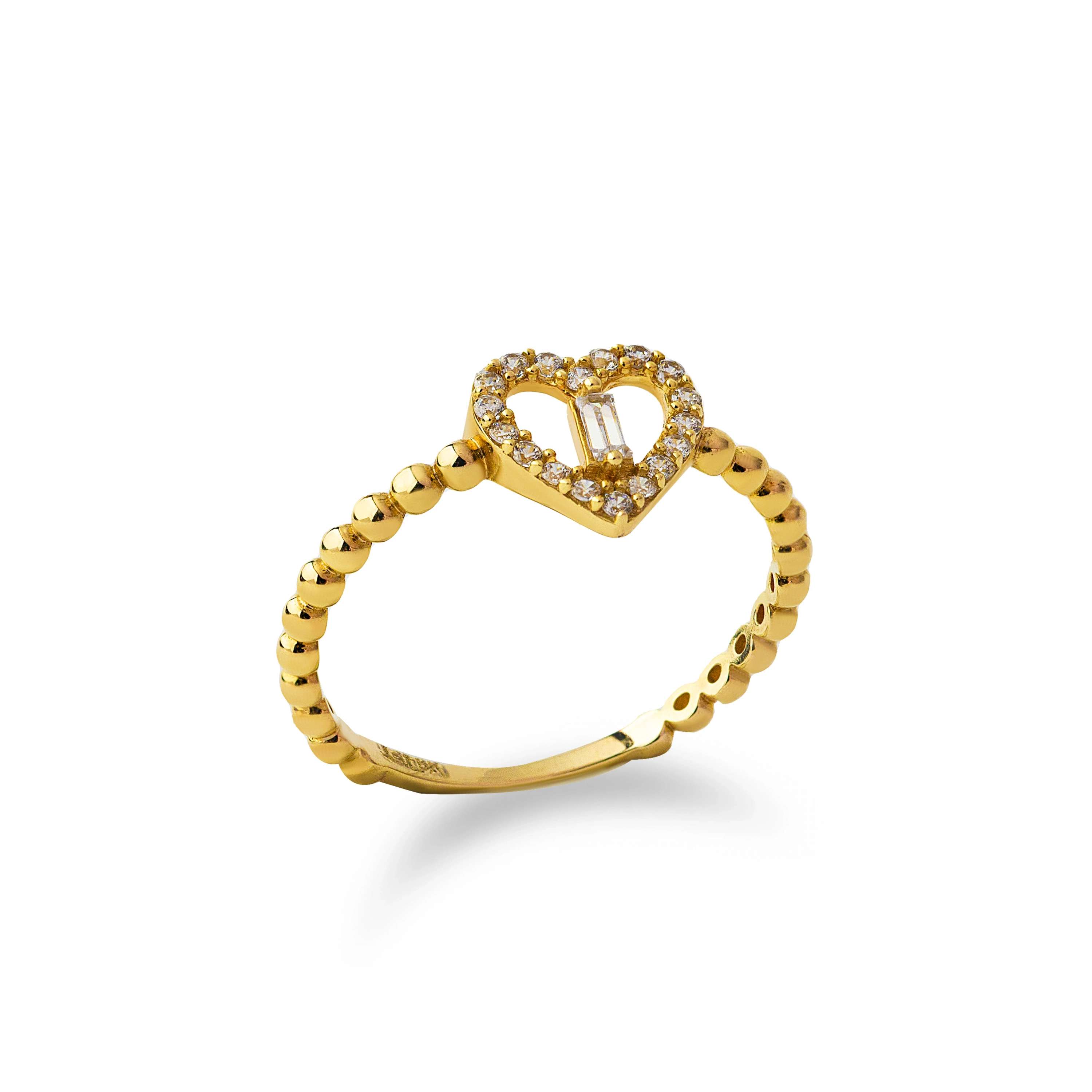 Minimal Kalp 8 Ayar Altın Yüzük