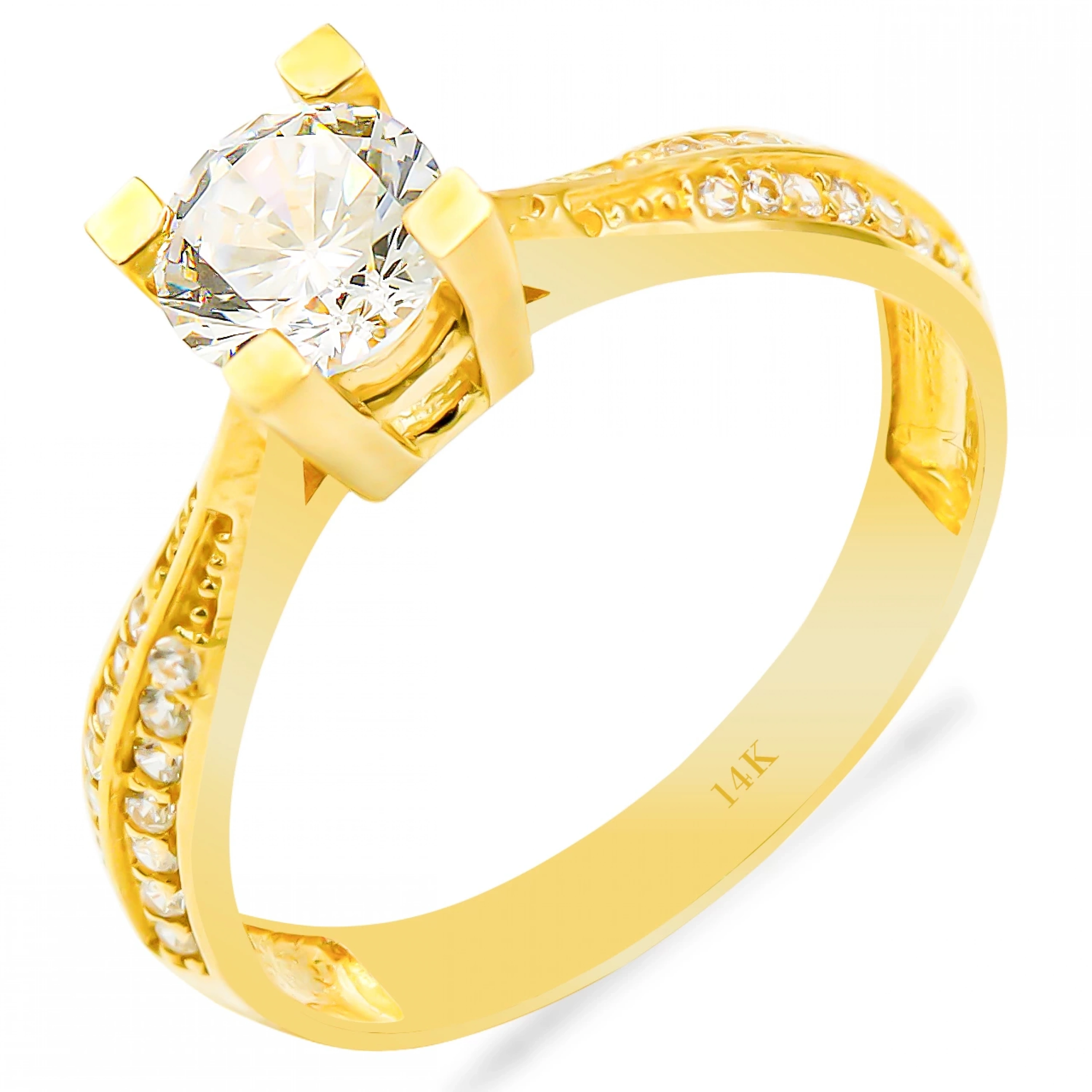 Modern Tasarım 14 Ayar Tektaş Altın Yüzük