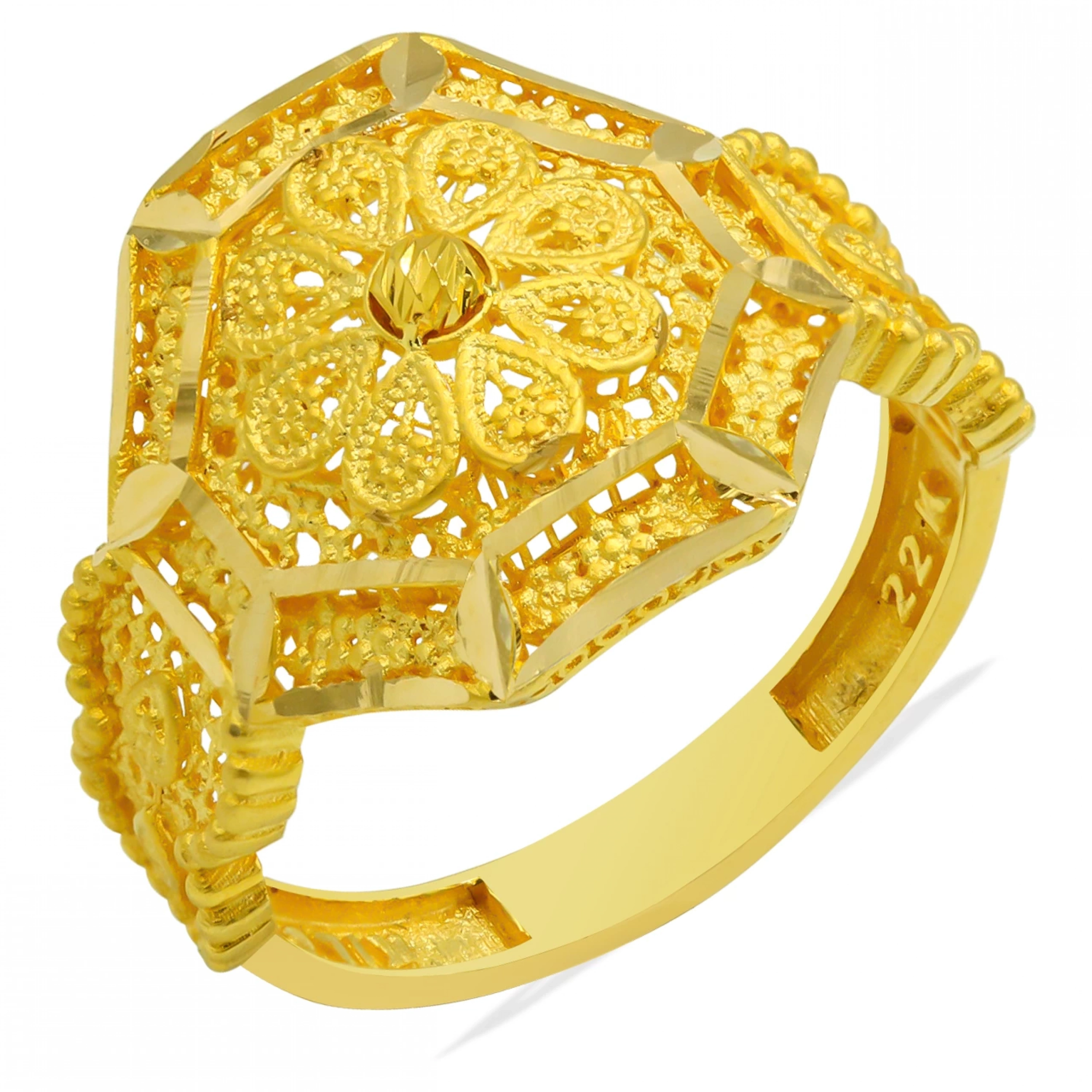 Motifli Dorikalı 22 Ayar Altın Yüzük