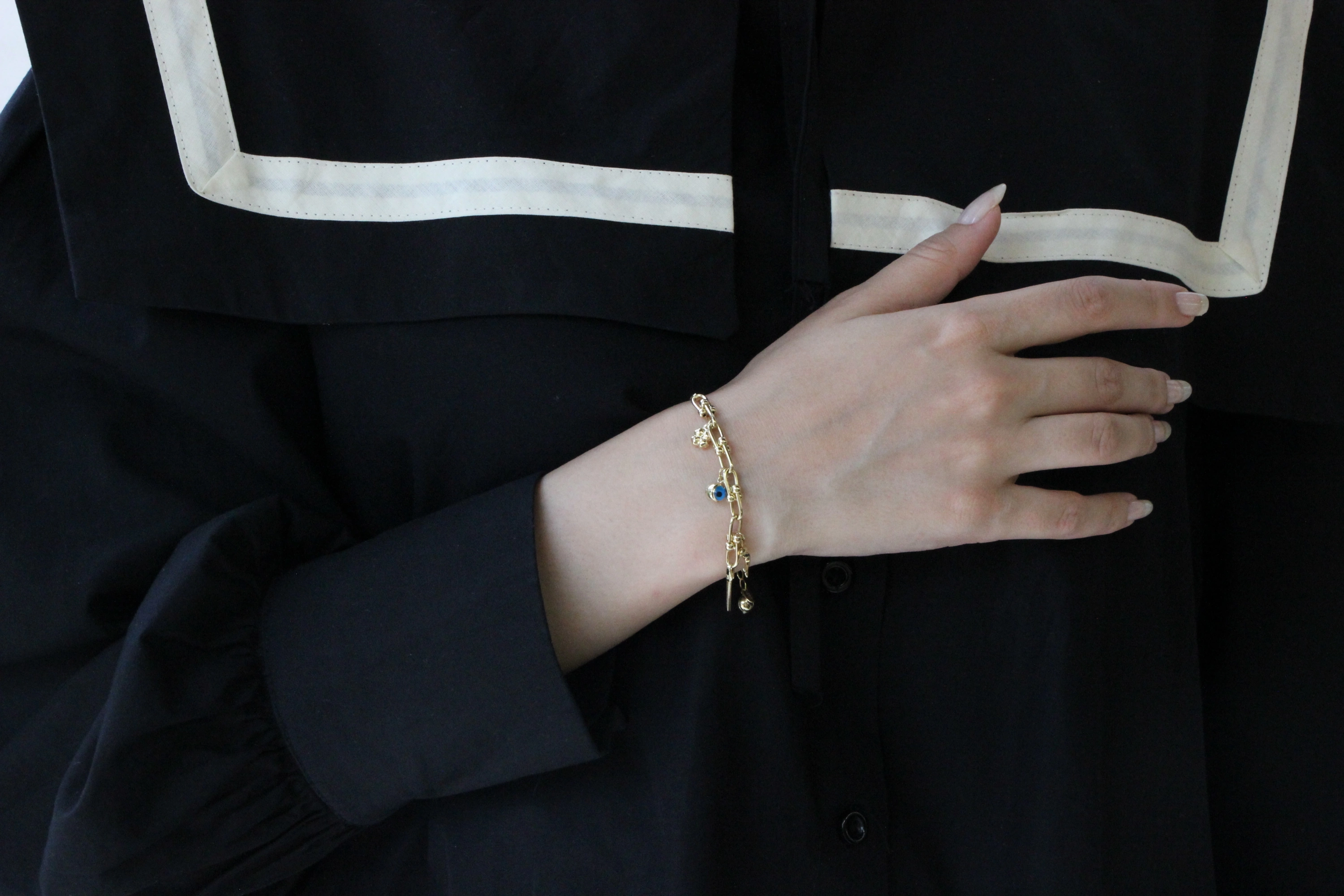 Nazar Boncuklu Yoncalı 14 Ayar Bileklik