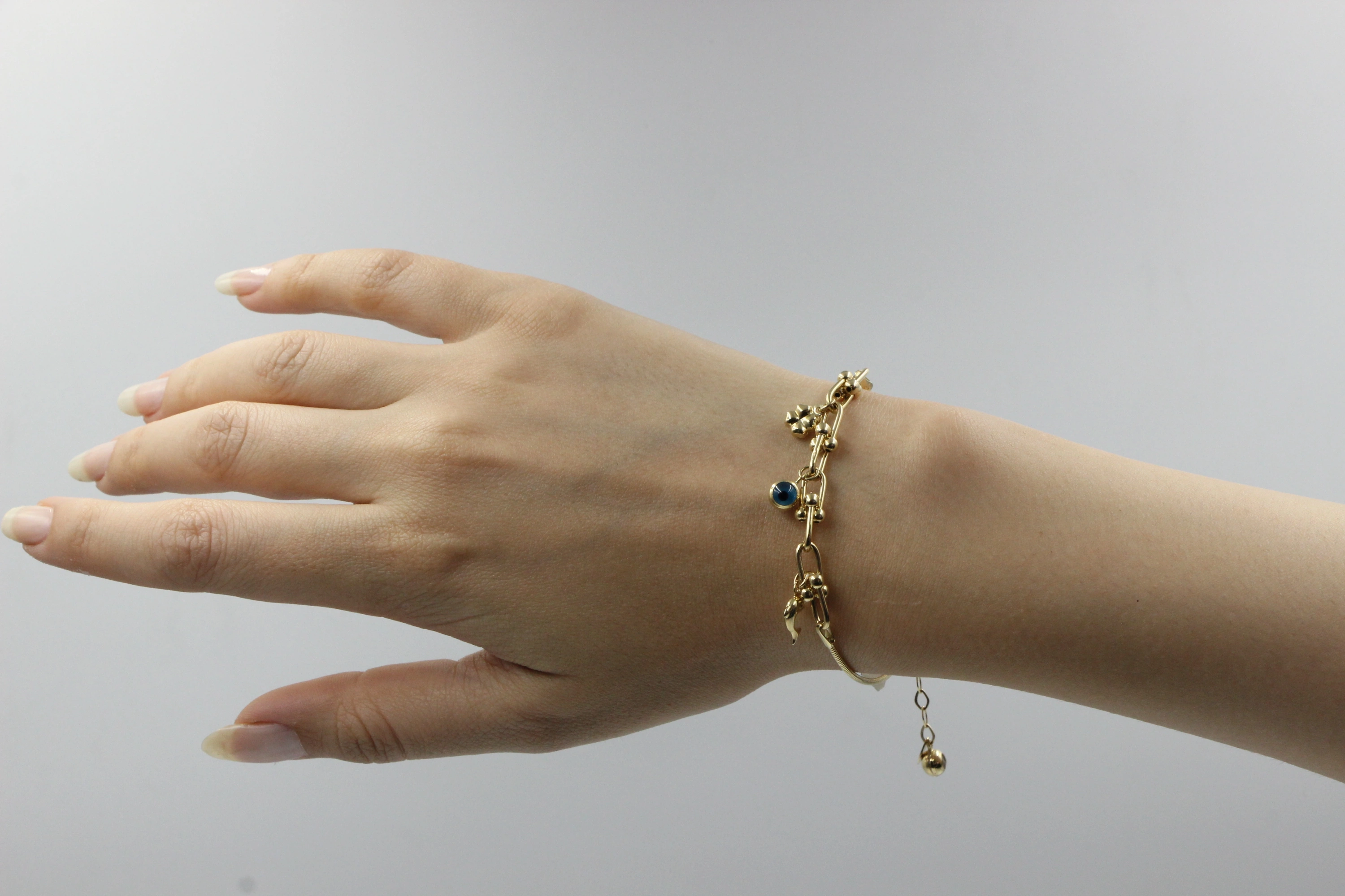 Nazar Boncuklu Yoncalı 14 Ayar Bileklik