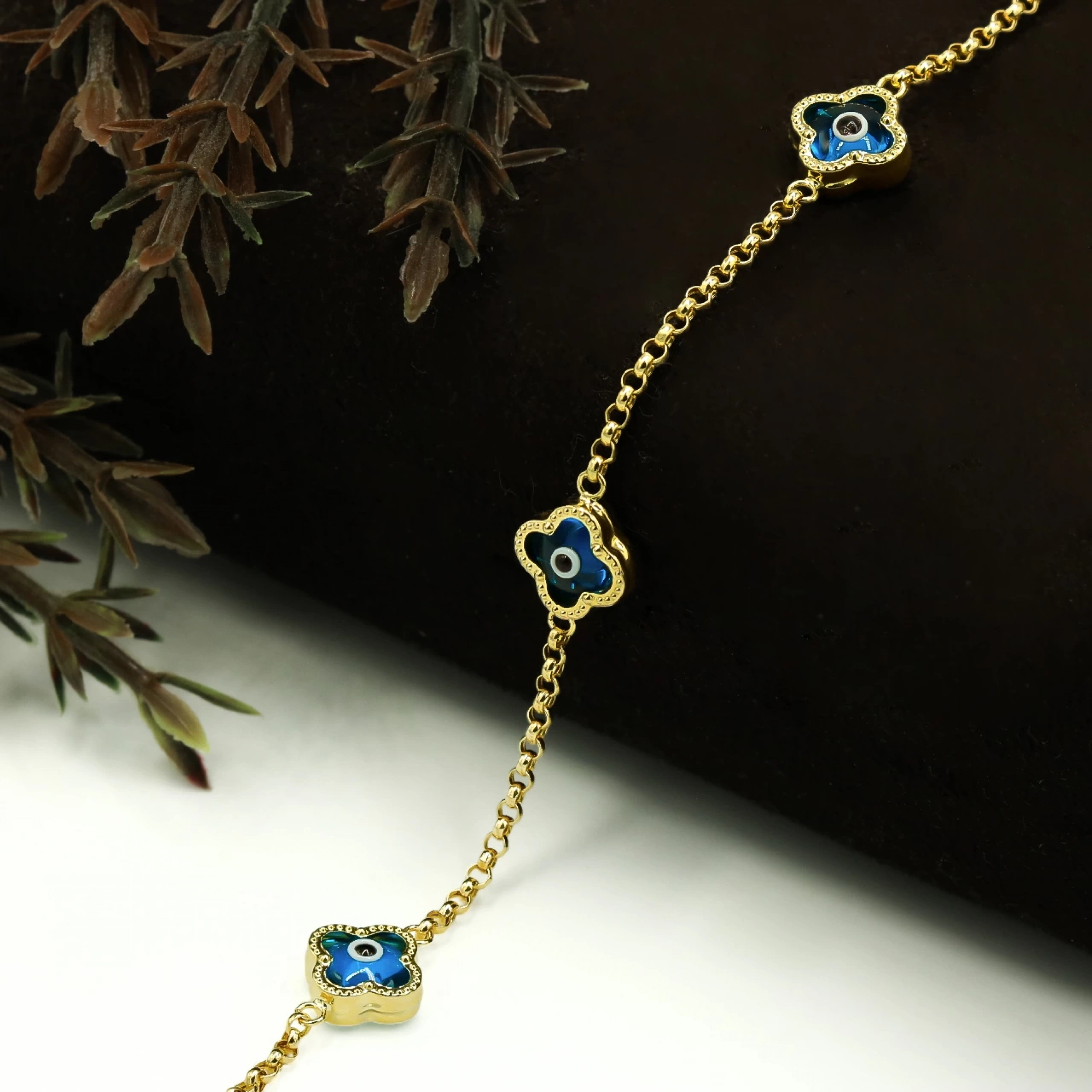 Nazar Gözlü 14 Ayar Altın Bileklik