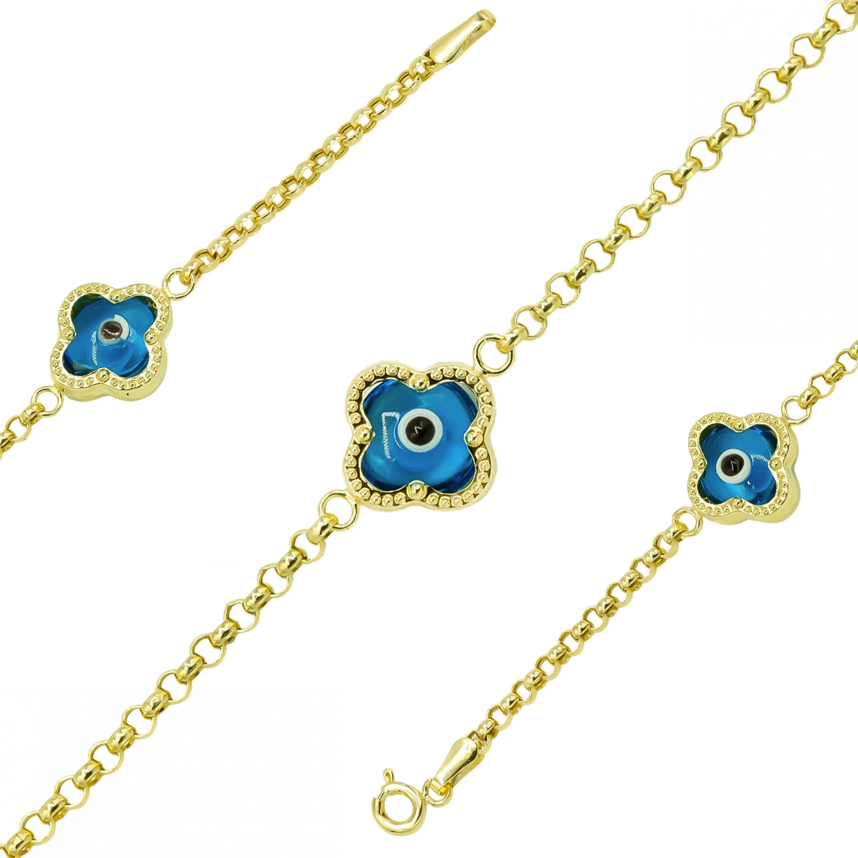 Nazar Gözlü 14 Ayar Altın Bileklik