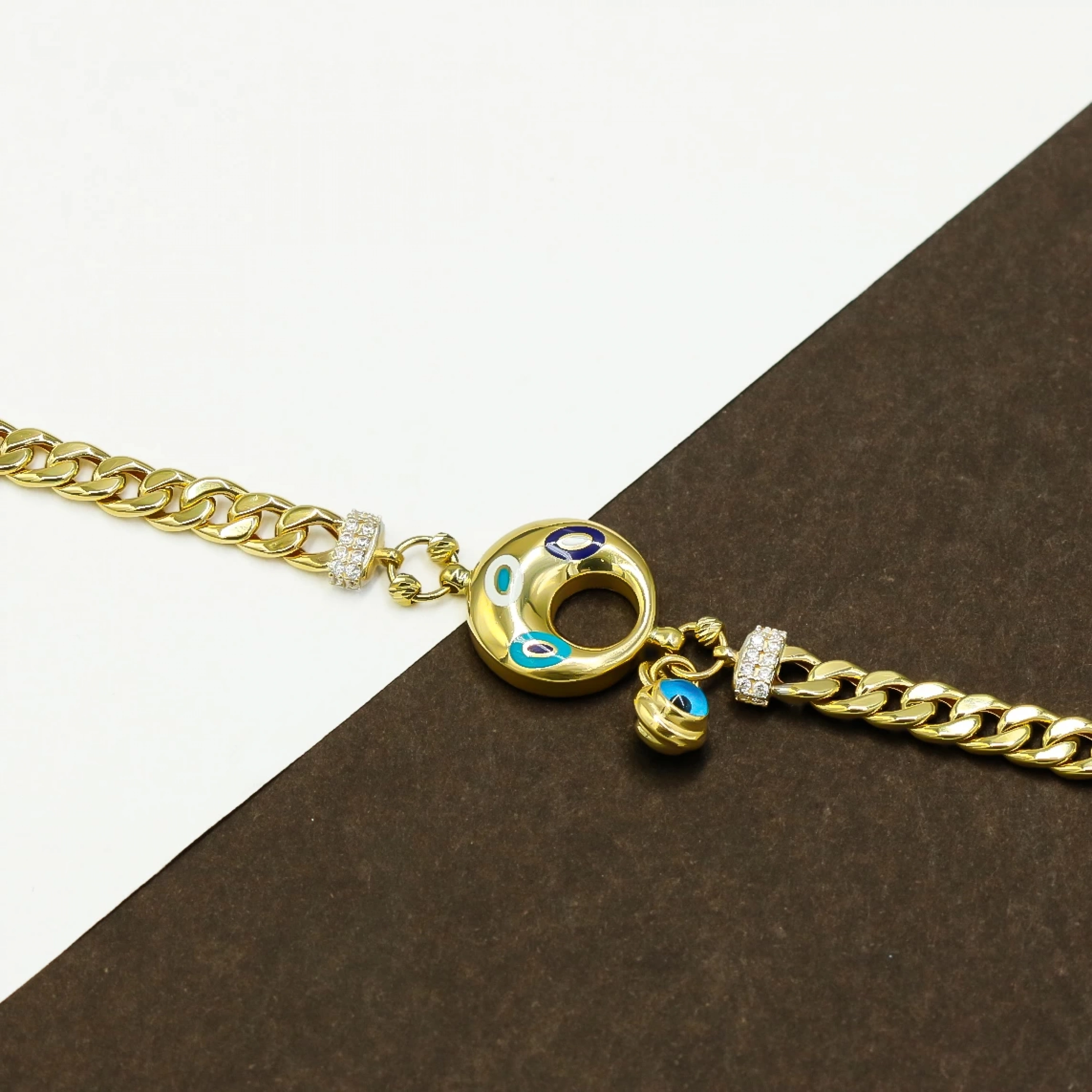 Nazar Temalı Gurmet 14 Ayar Altın Bileklik