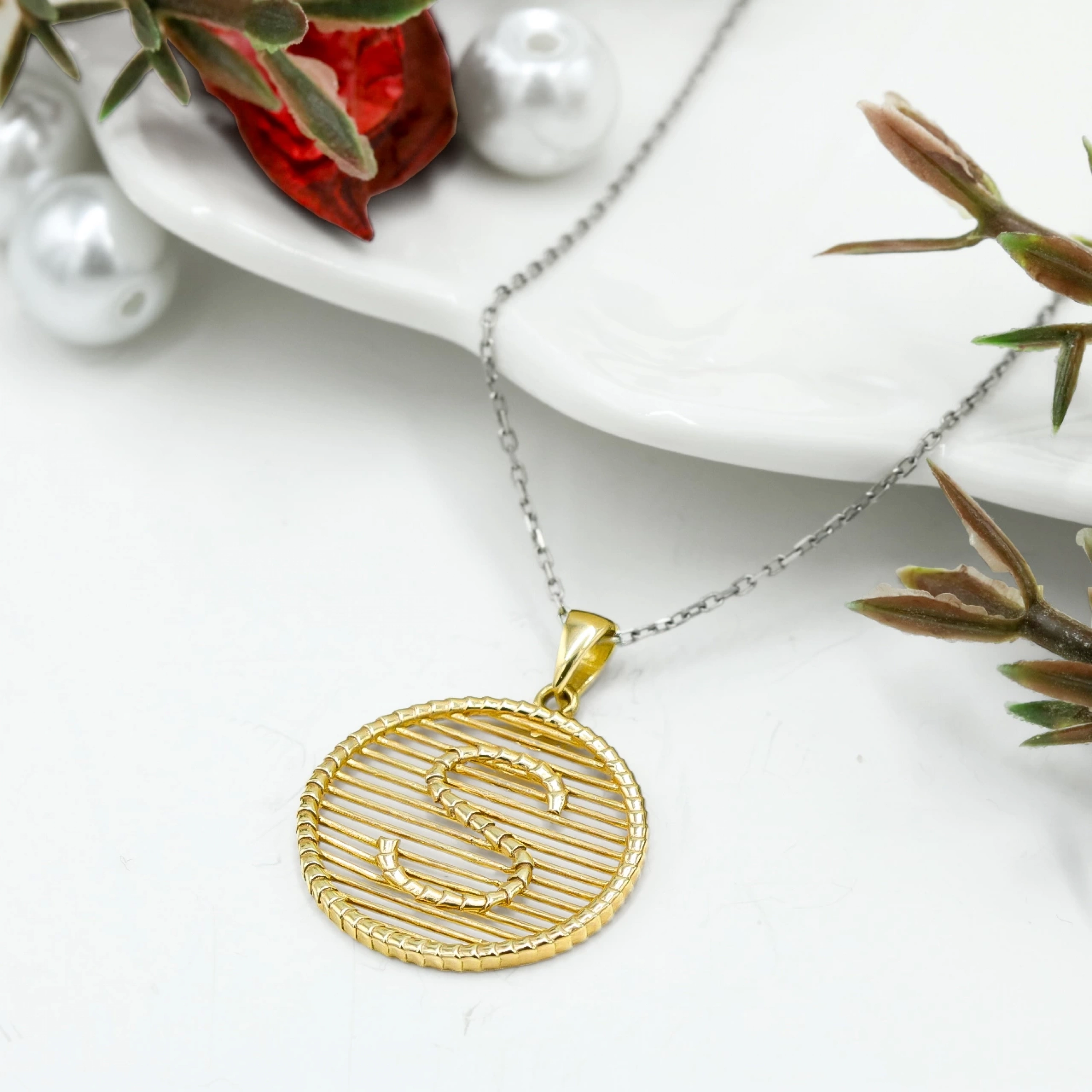 Nostaljik S Harfi 8 Ayar Kolye Ucu