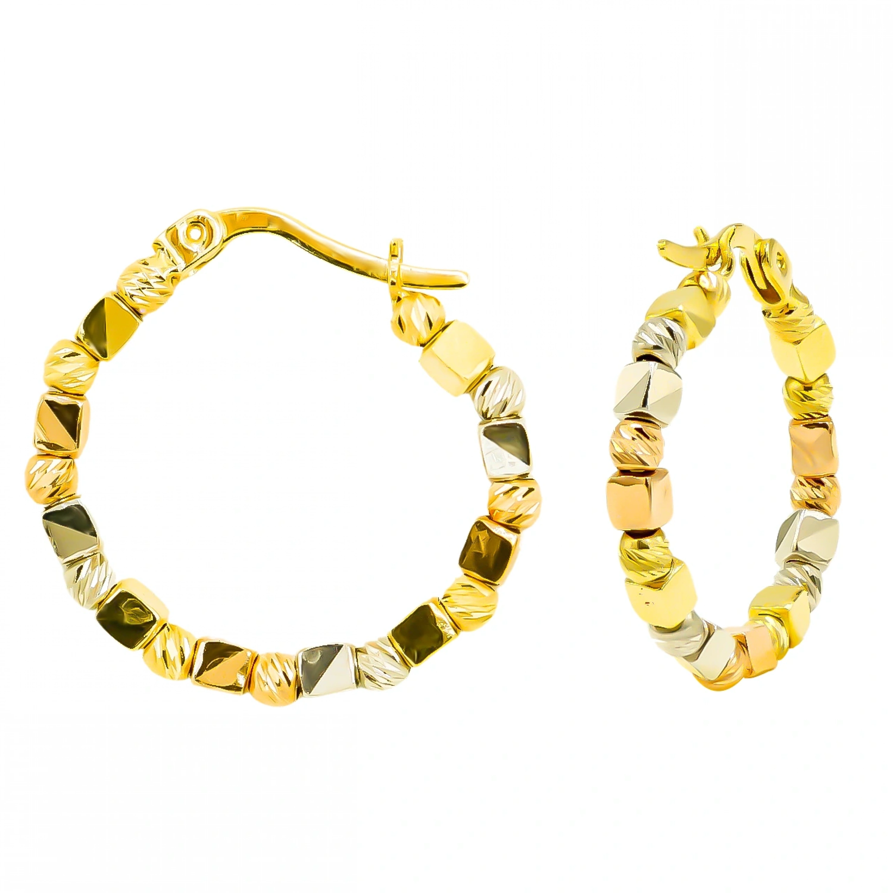 Renkli Dorika 14 Ayar Halka Altın Küpe