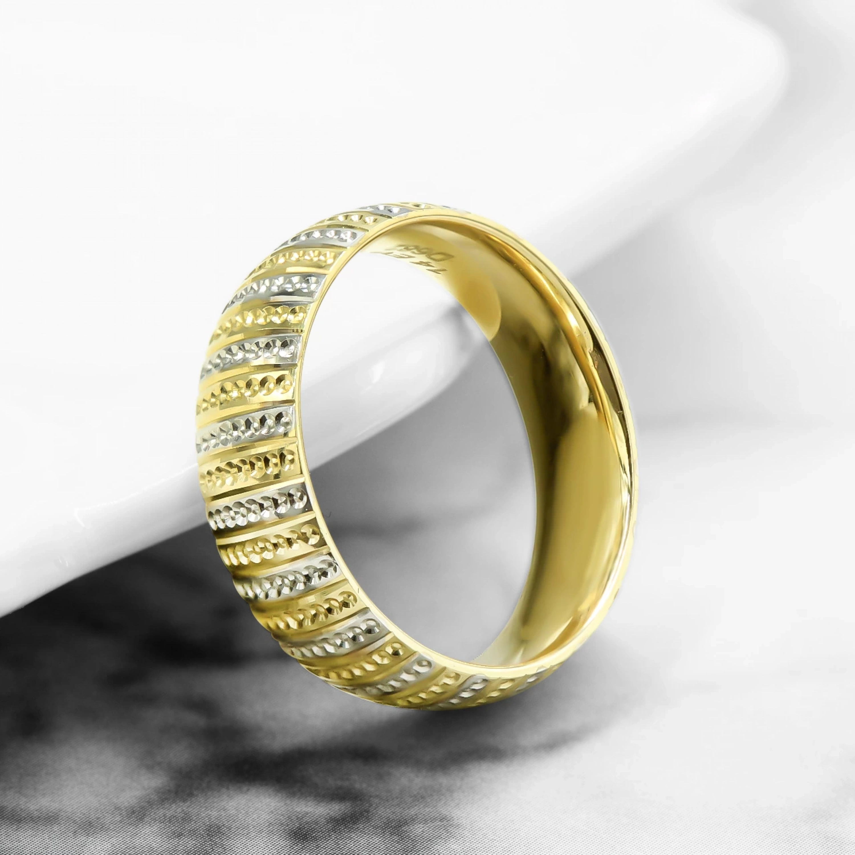 Sarı Beyaz Altın 14 Ayar Alyans Yüzük